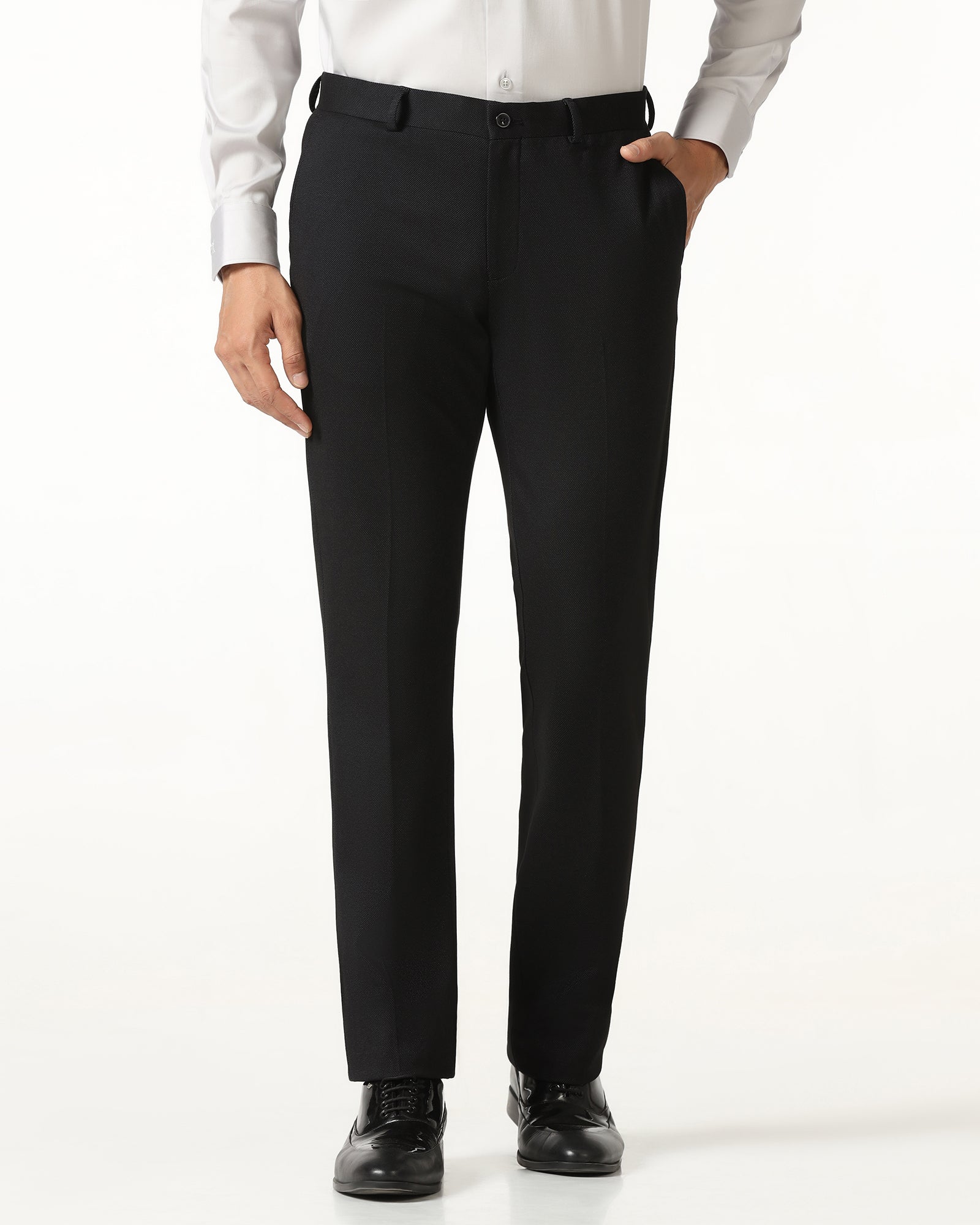 Black Must Haves Textured Trouser - Miggins