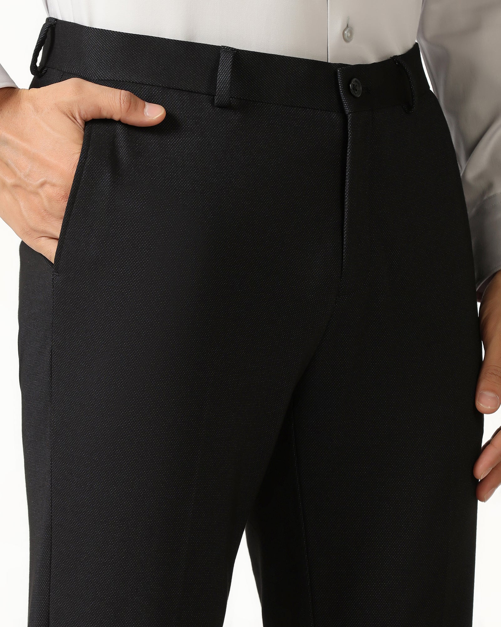 Black Must Haves Textured Trouser - Miggins