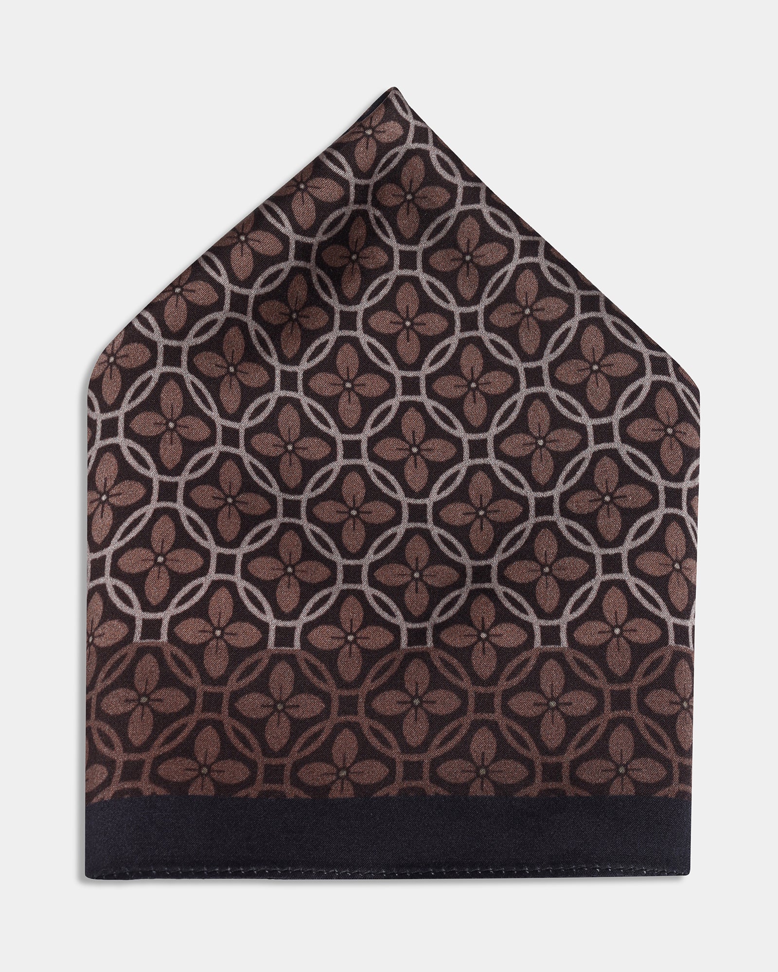 Black Printed 100% Silk Pocket Square - Abbot