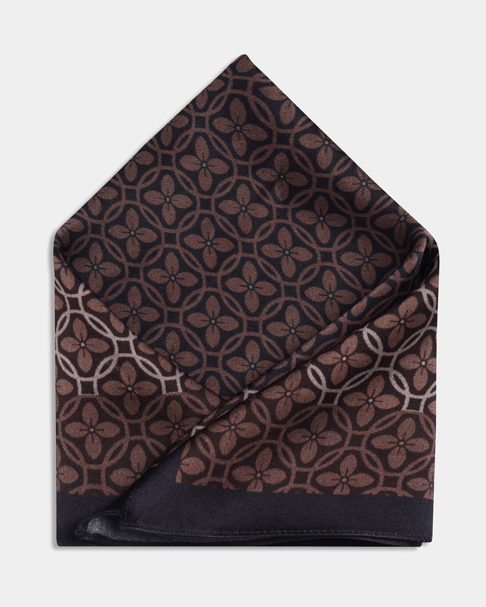 Black Printed 100% Silk Pocket Square - Abbot