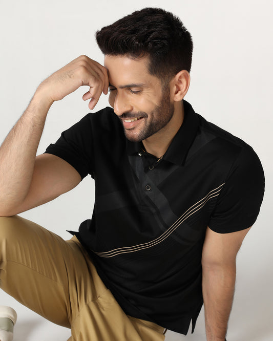 Black Printed Polo - Kenny