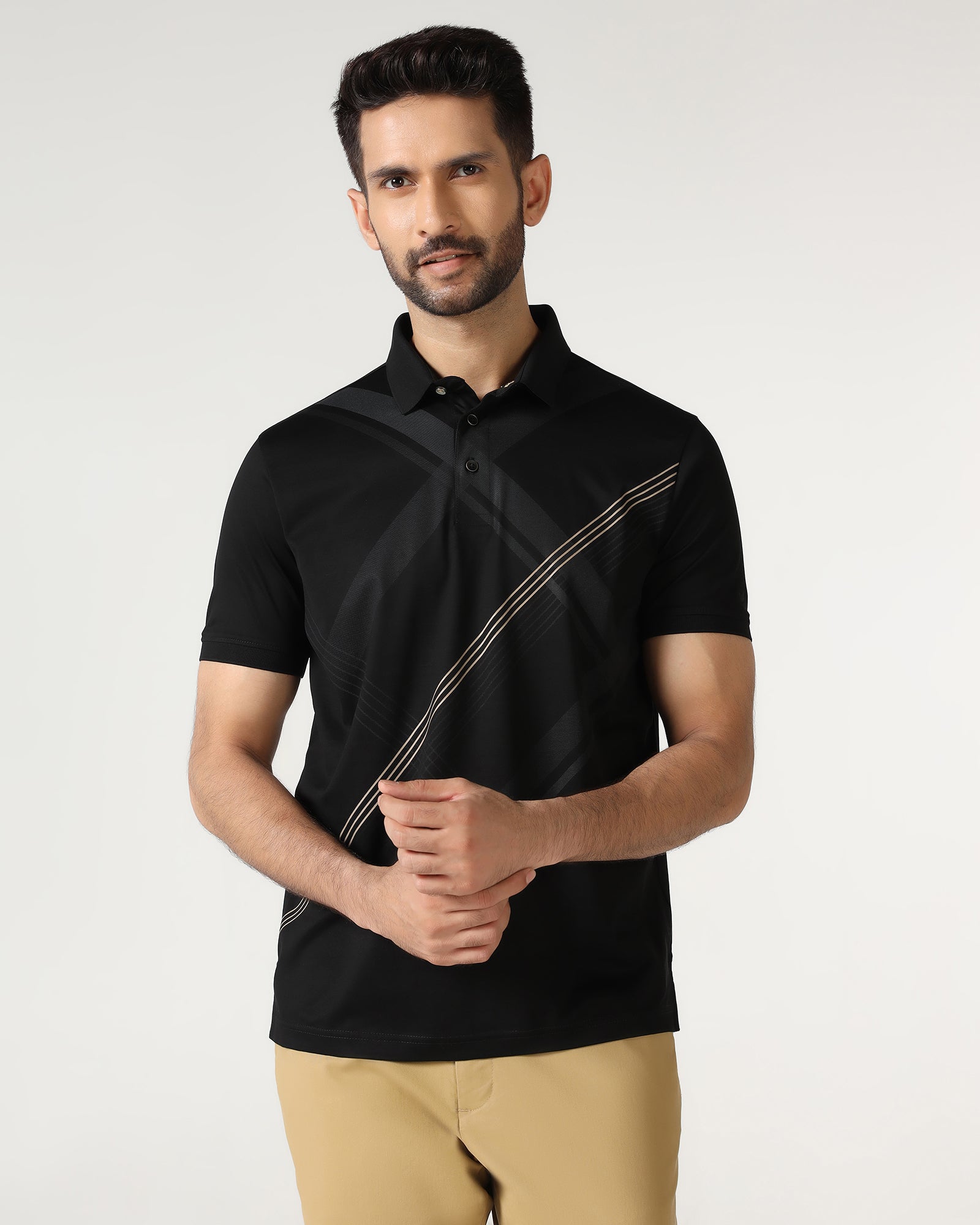 Black Printed Polo - Kenny