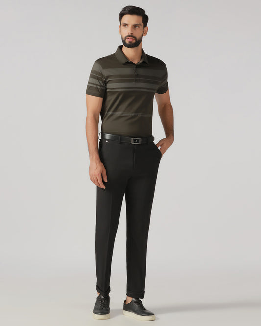 Black Relaxed Fit Textured Trouser - Oaksmith