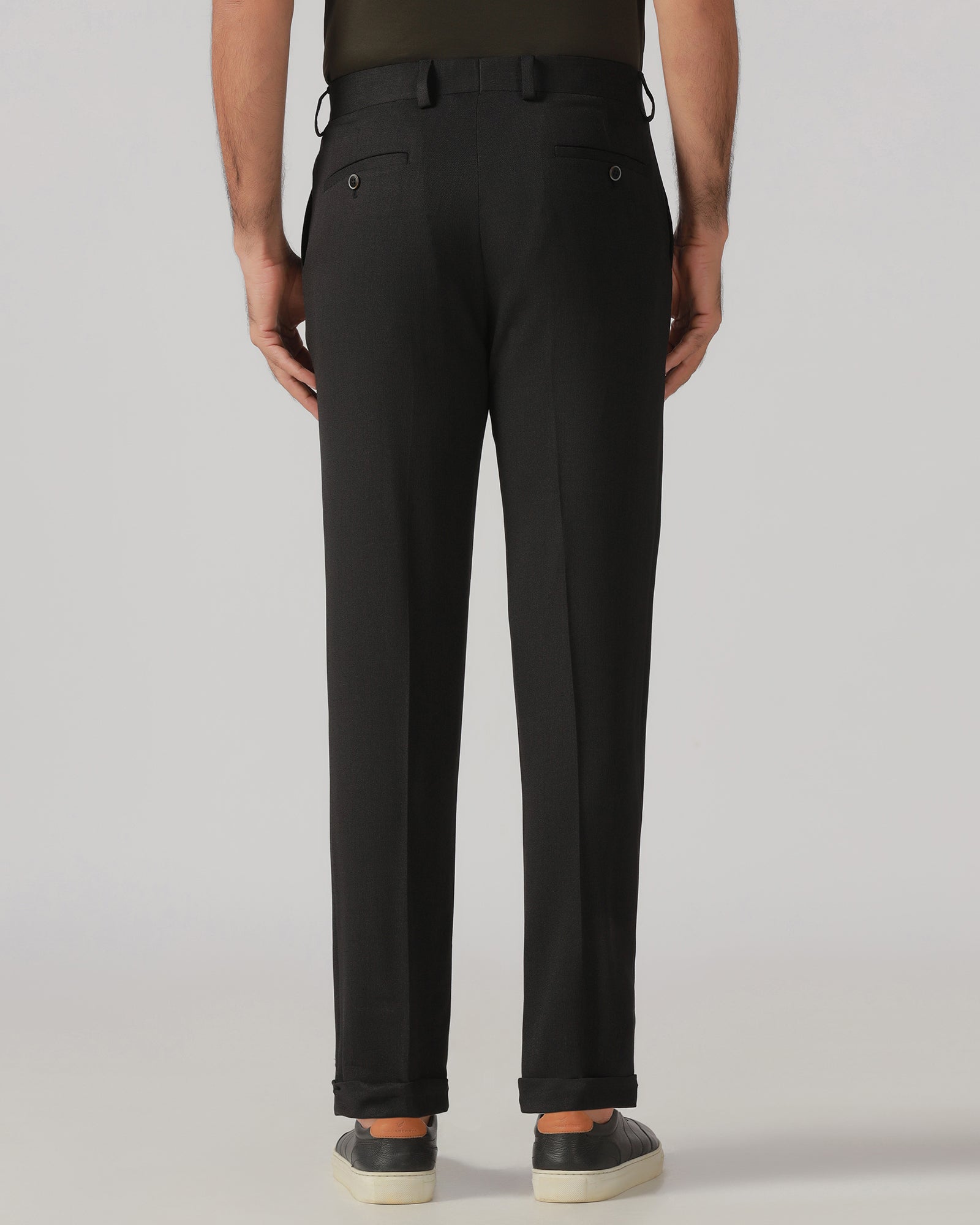Black Relaxed Fit Textured Trouser - Oaksmith