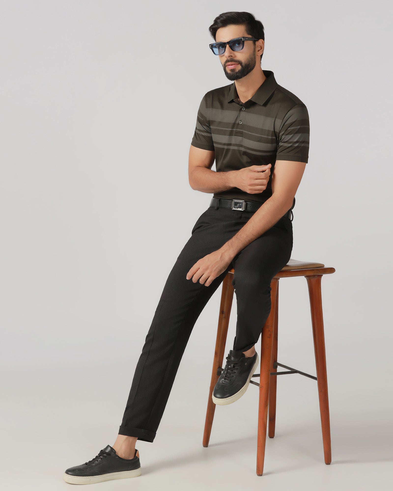 Black Relaxed Fit Textured Trouser - Oaksmith
