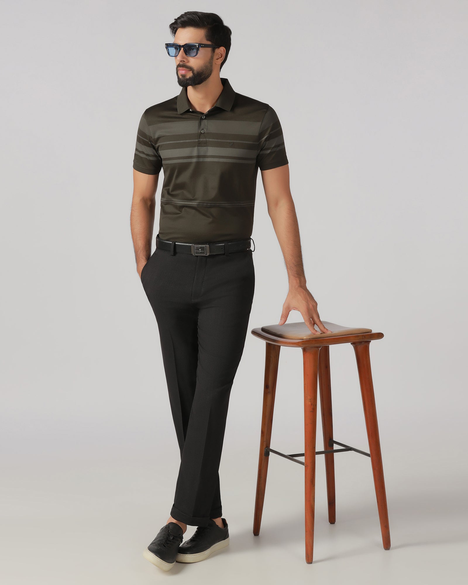 Black Relaxed Fit Textured Trouser - Oaksmith