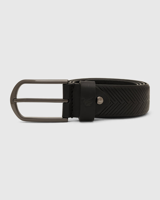 Leather Black Solid Belt - Wiston