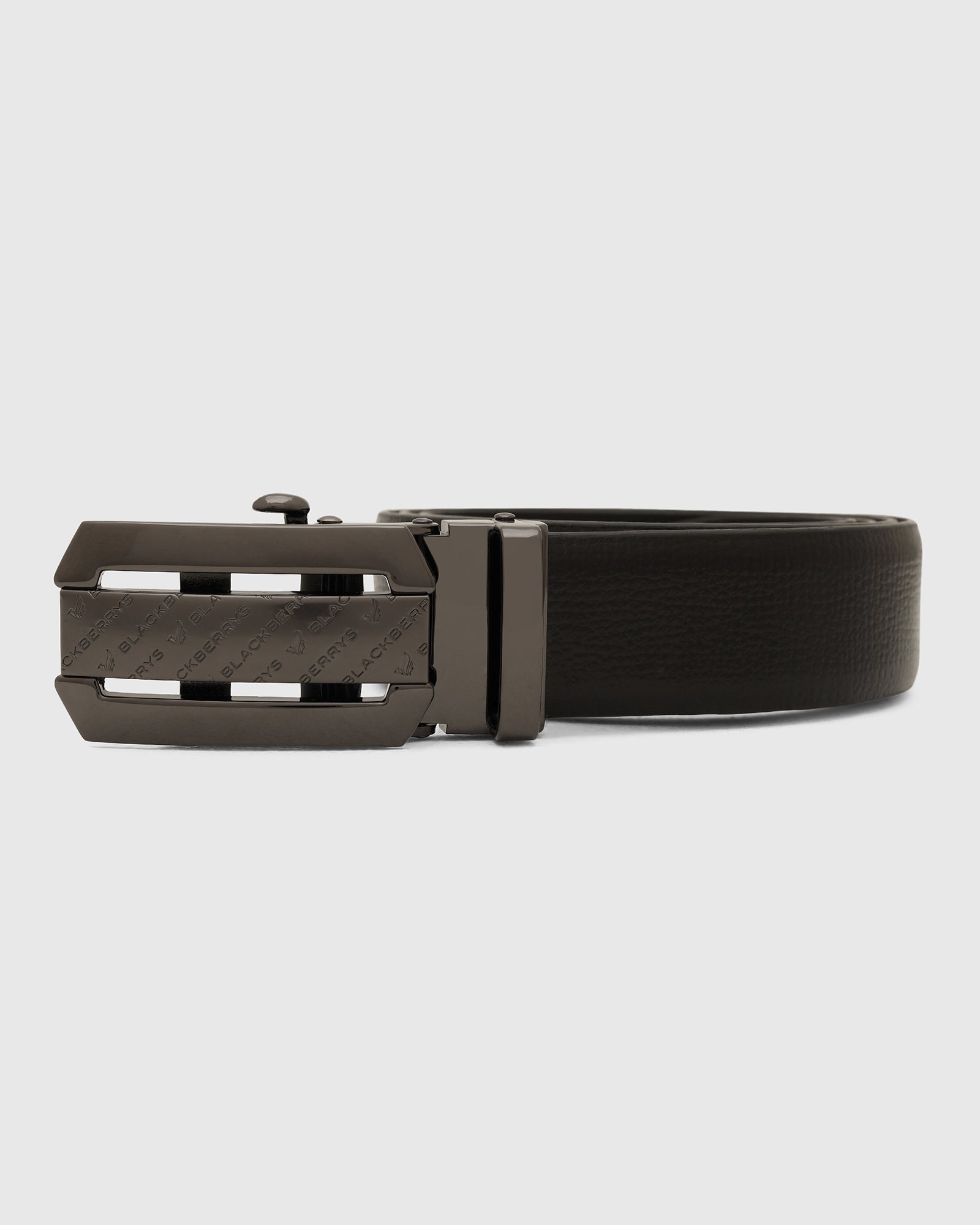 Leather Black Solid Belt - Wolfgang
