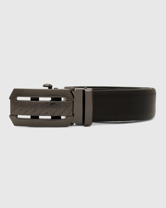 Leather Black Solid Belt - Wolfgang