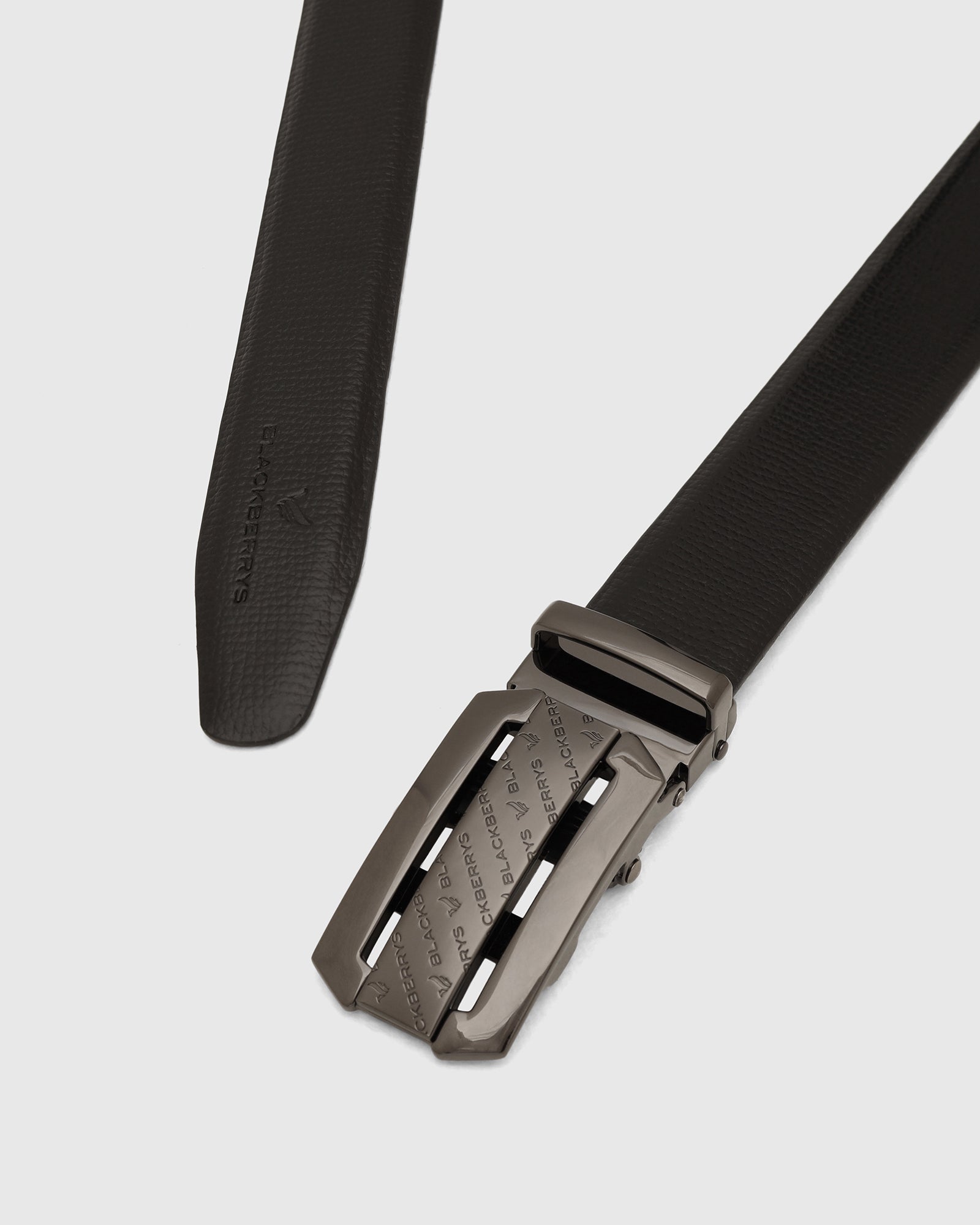 Leather Black Solid Belt - Wolfgang