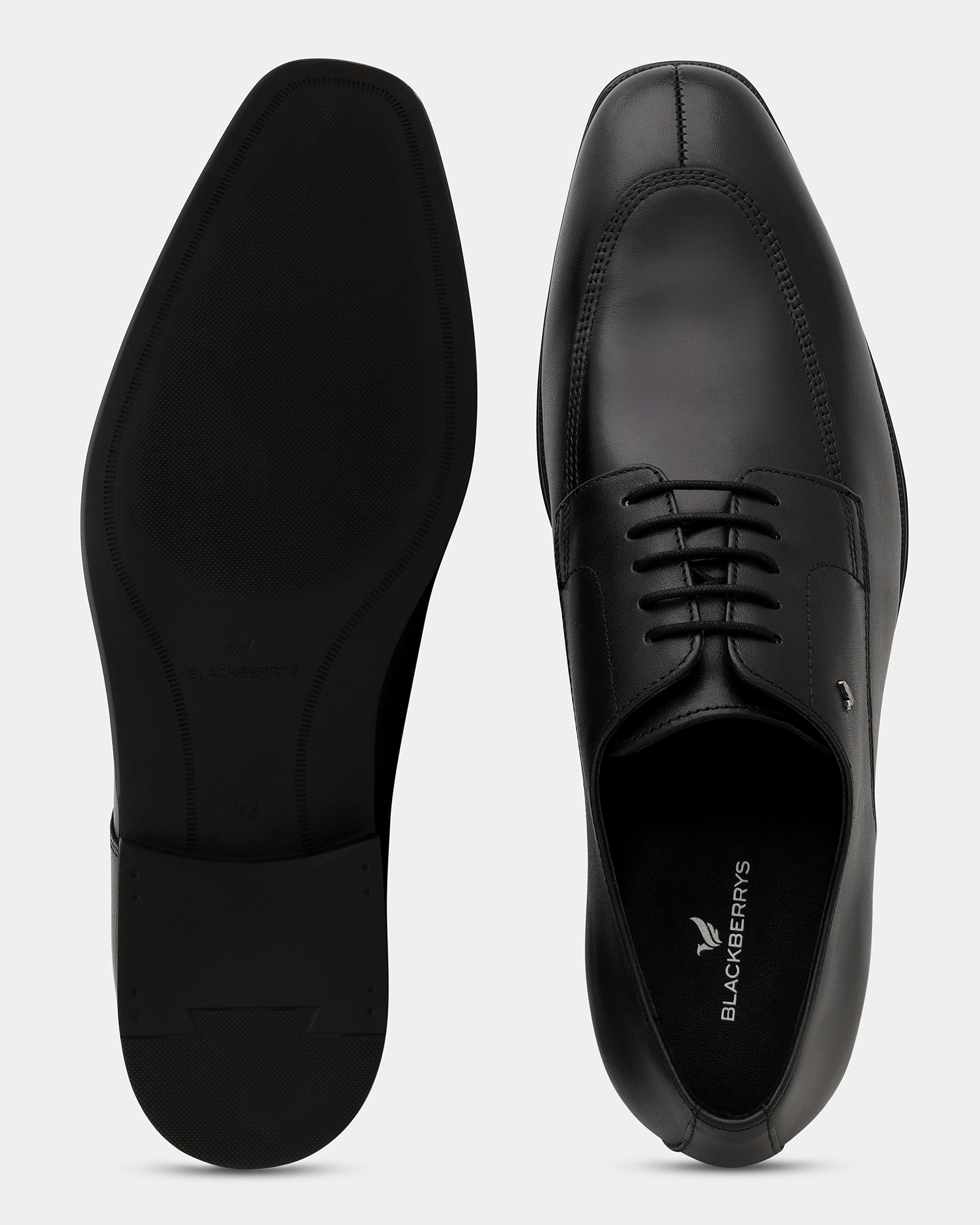 Black Solid Derby Shoes - Vachel