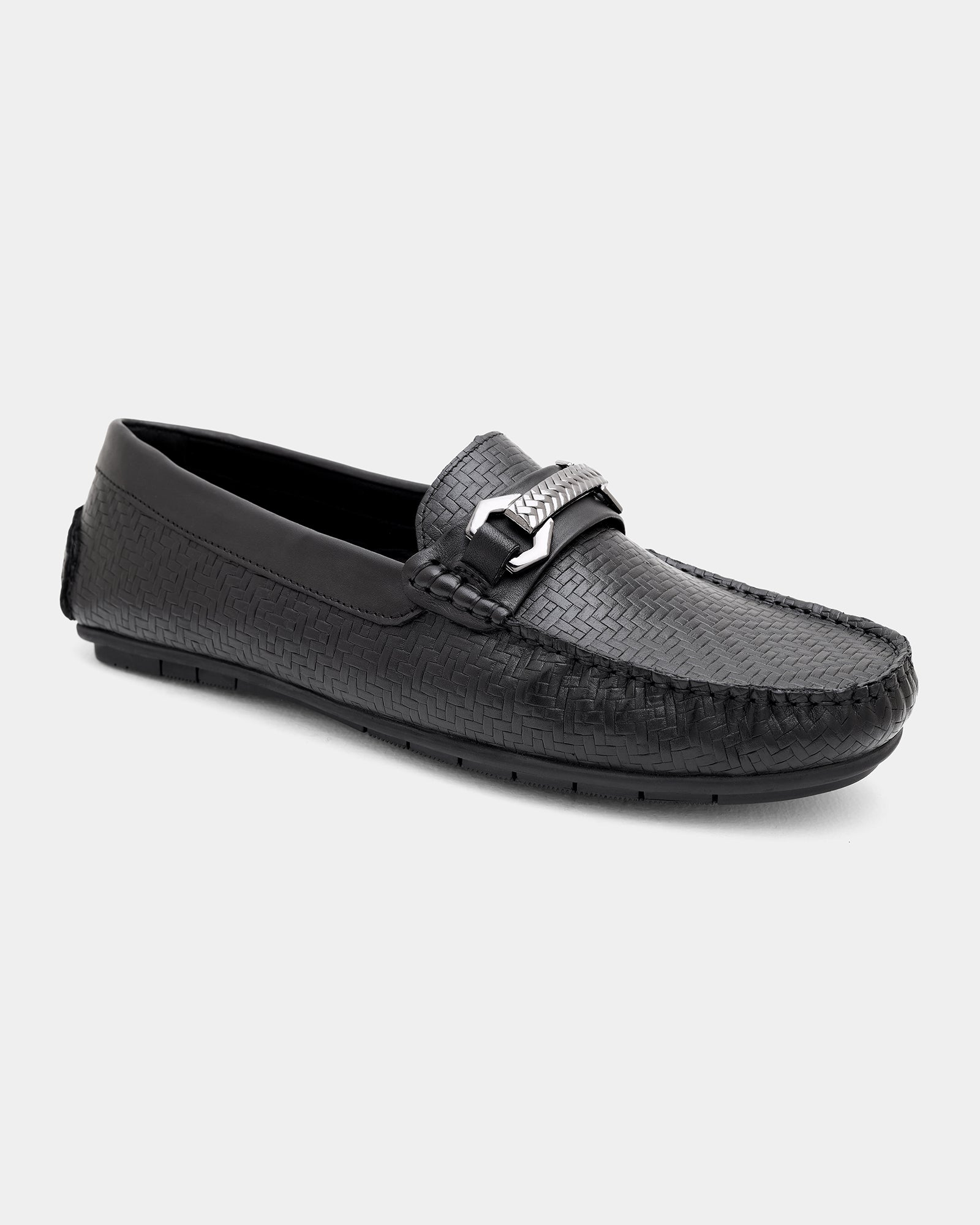 Black Solid Loafers Shoes - Willyy