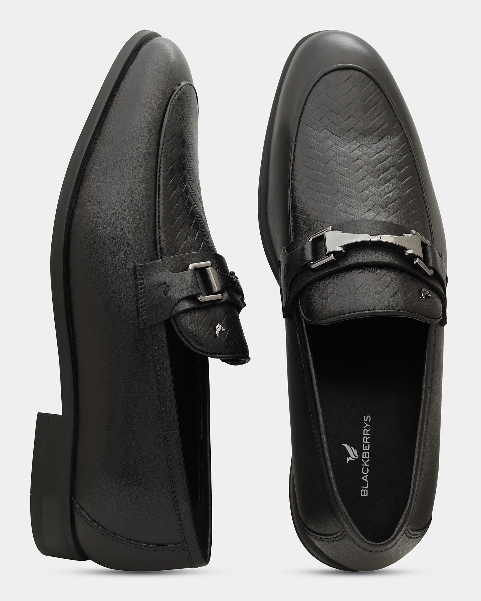 Black Solid Loafers Shoes - Winaa
