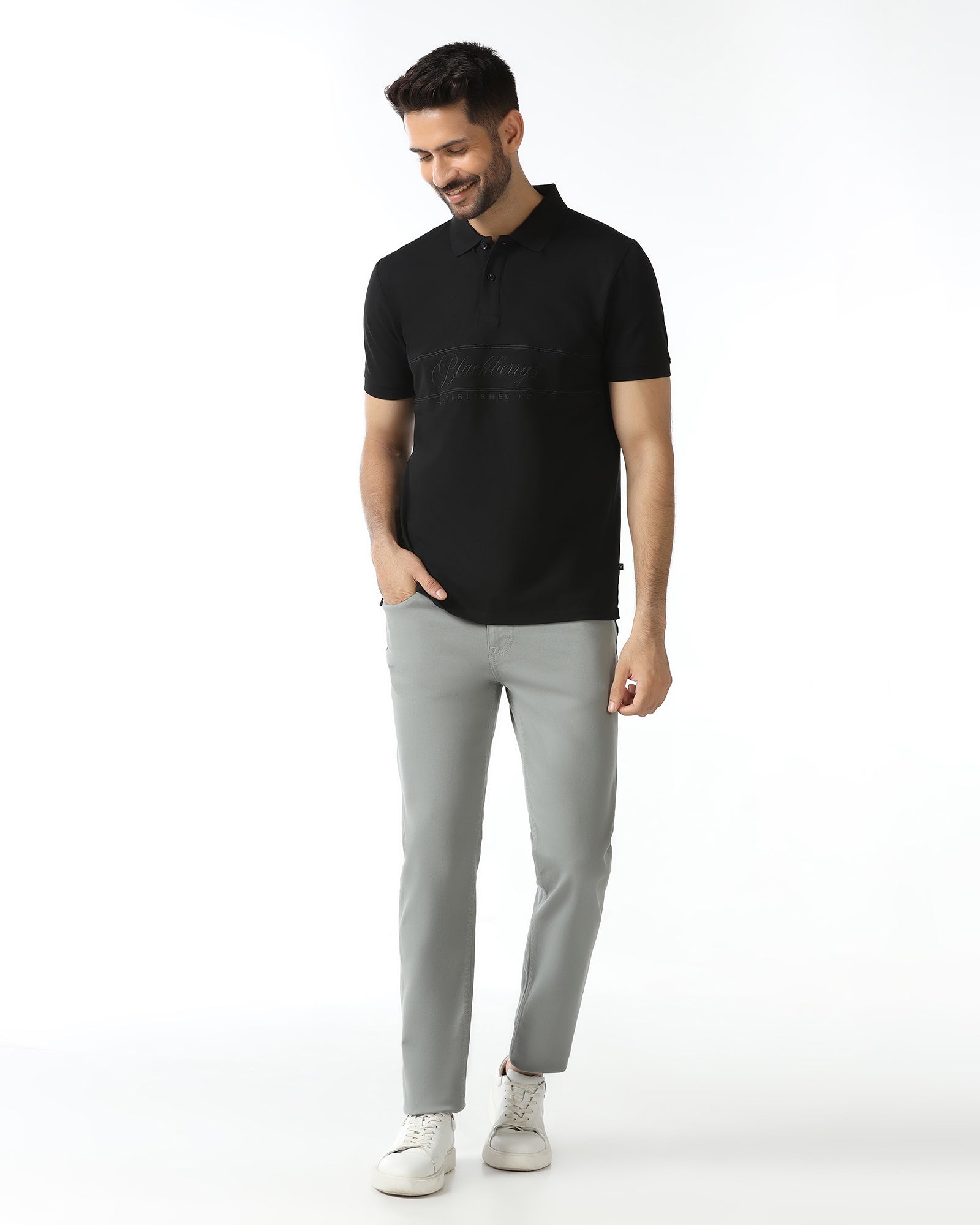Black Solid Polo - Grand