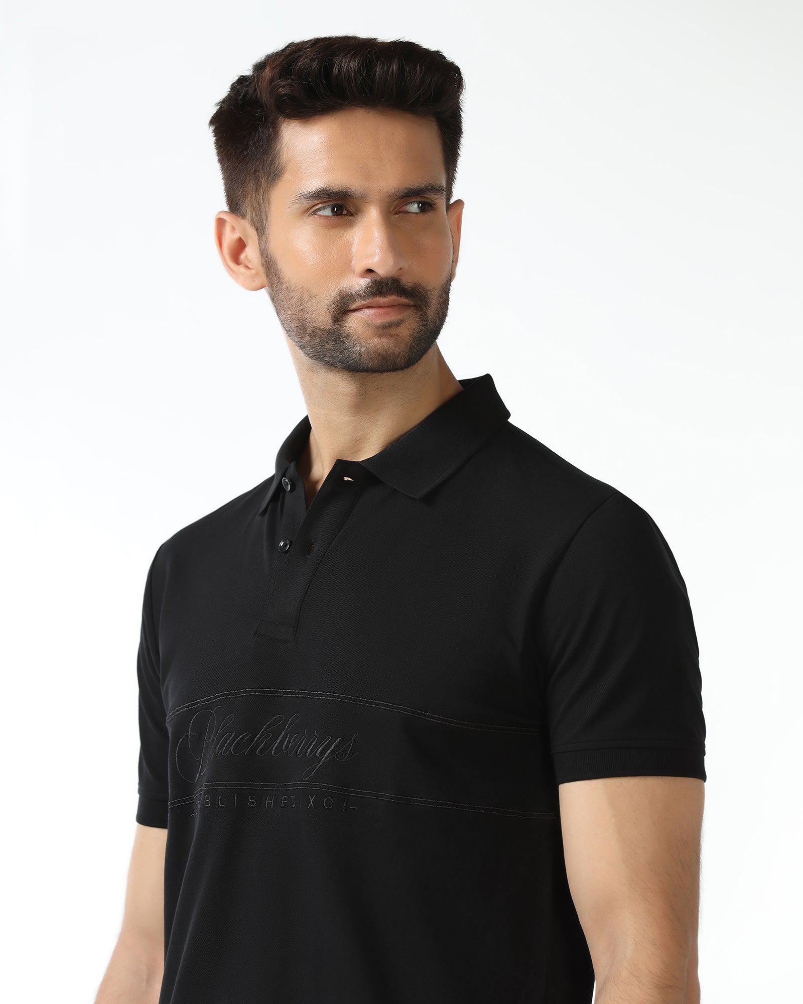 Black Solid Polo - Grand