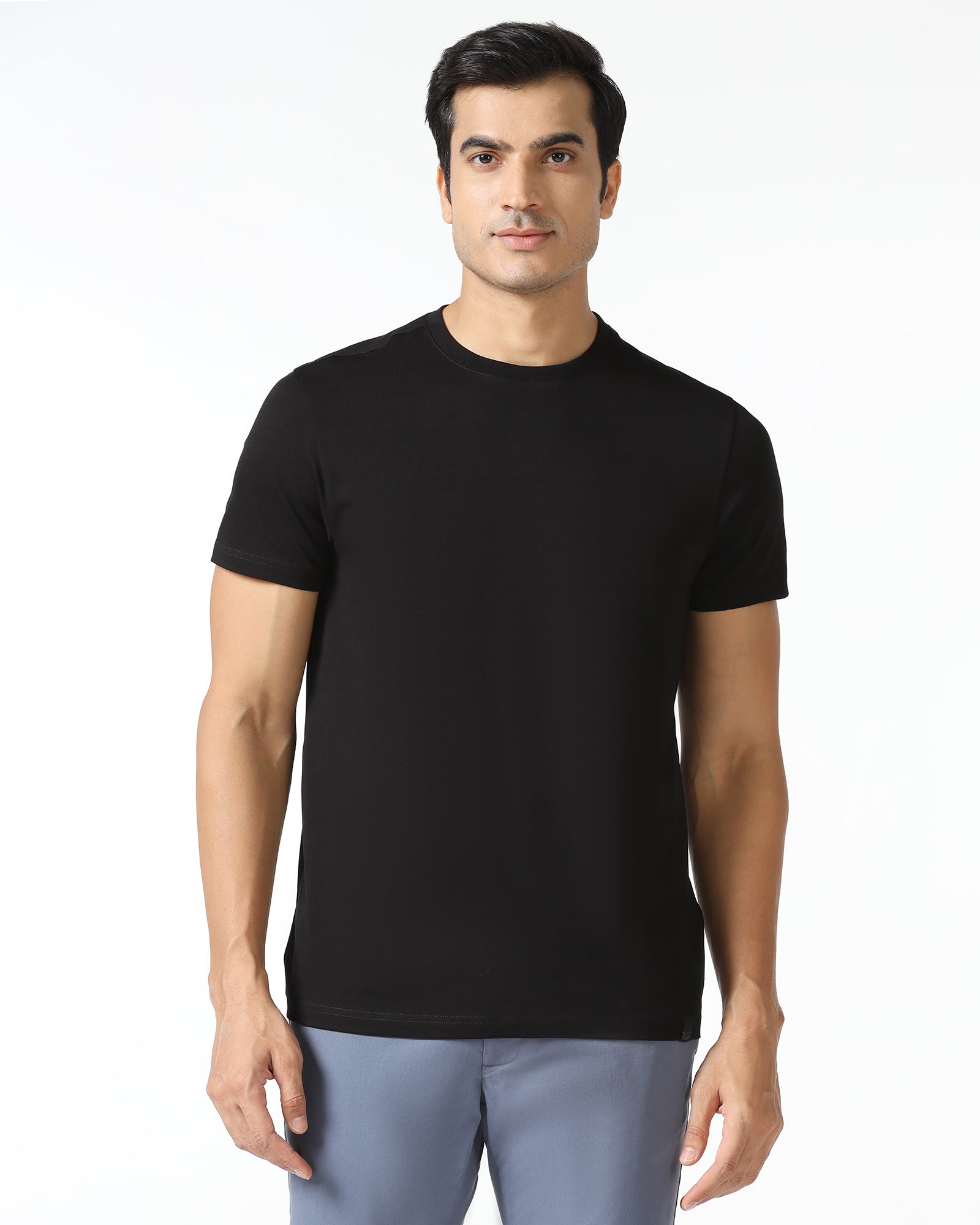 Must Haves Black Crew Neck Solid T-Shirt - Twin