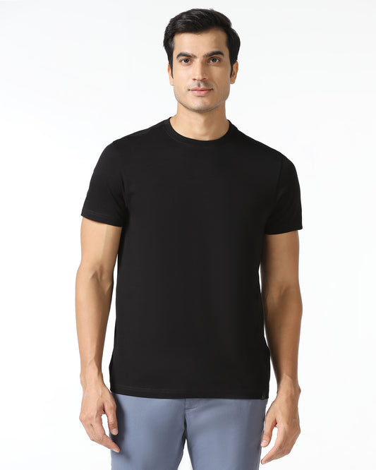 Must Haves Black Crew Neck Solid T-Shirt - Twin