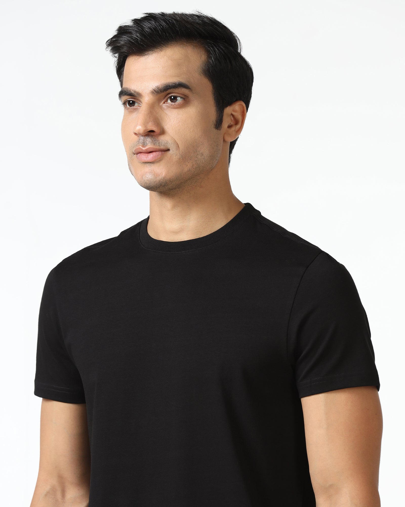 Must Haves Black Crew Neck Solid T-Shirt - Twin