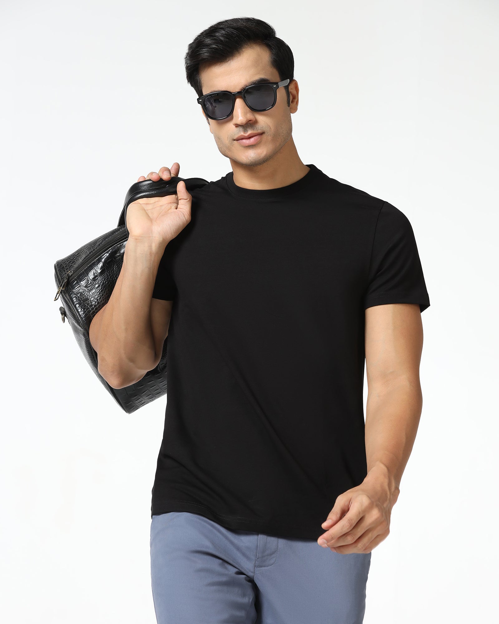 Must Haves Black Crew Neck Solid T-Shirt - Twin