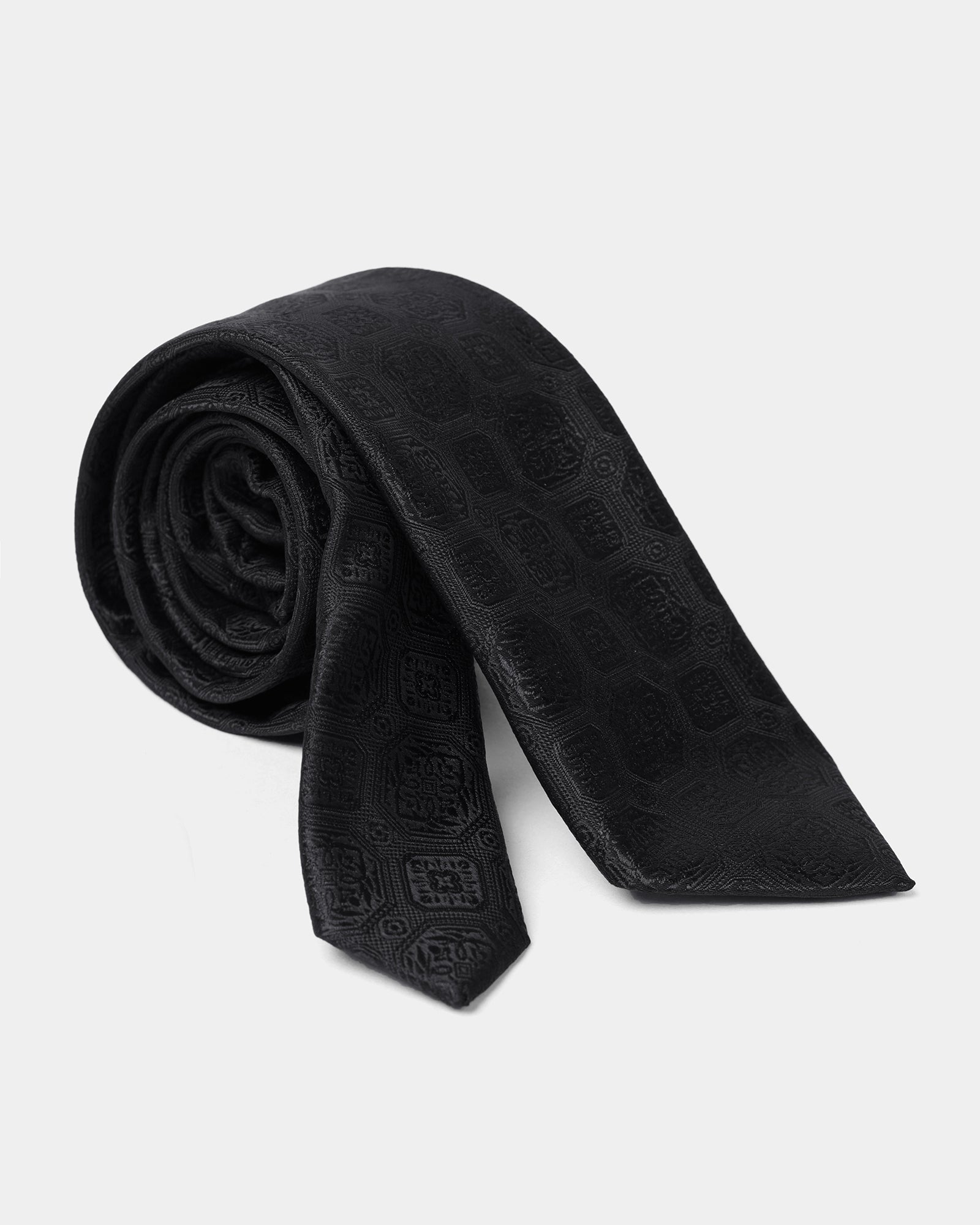 Black Solid Tie - Willibald