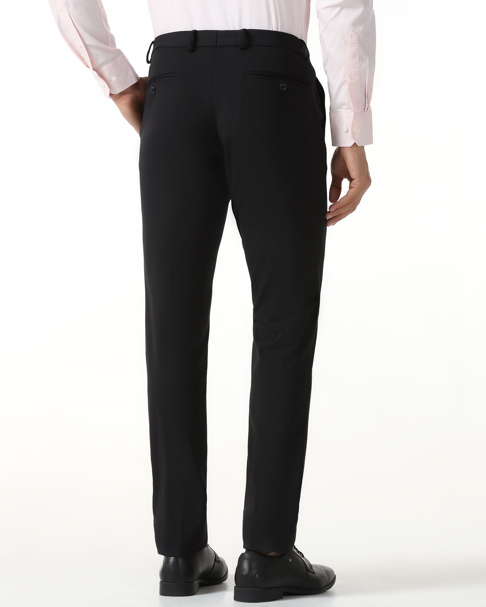 Black Solid Trouser - Black-265