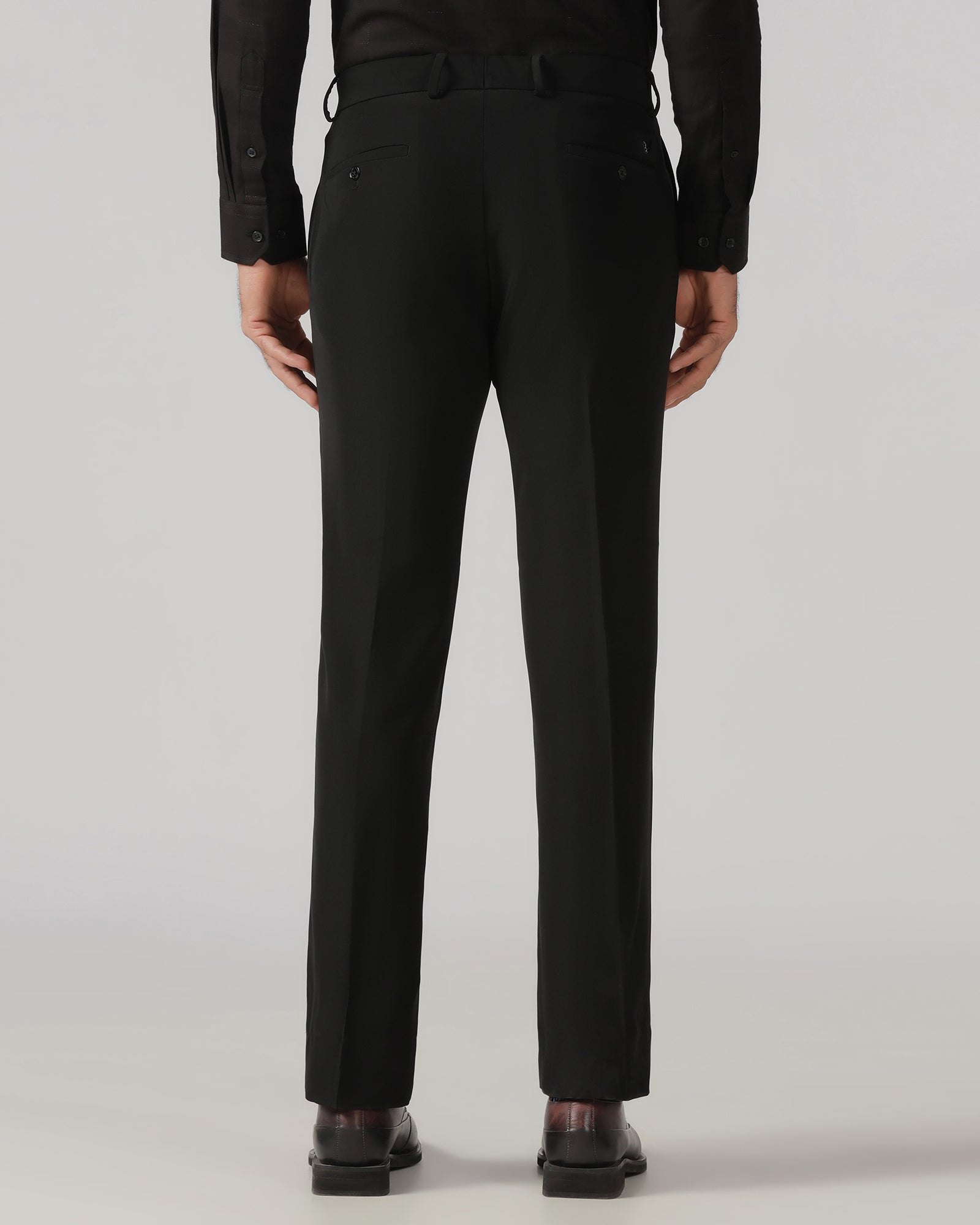Black Solid Trouser - Black-268