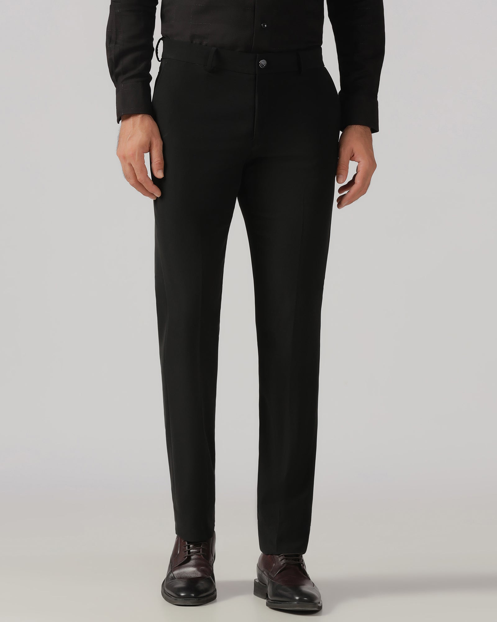 Black Solid Trouser - Black-268