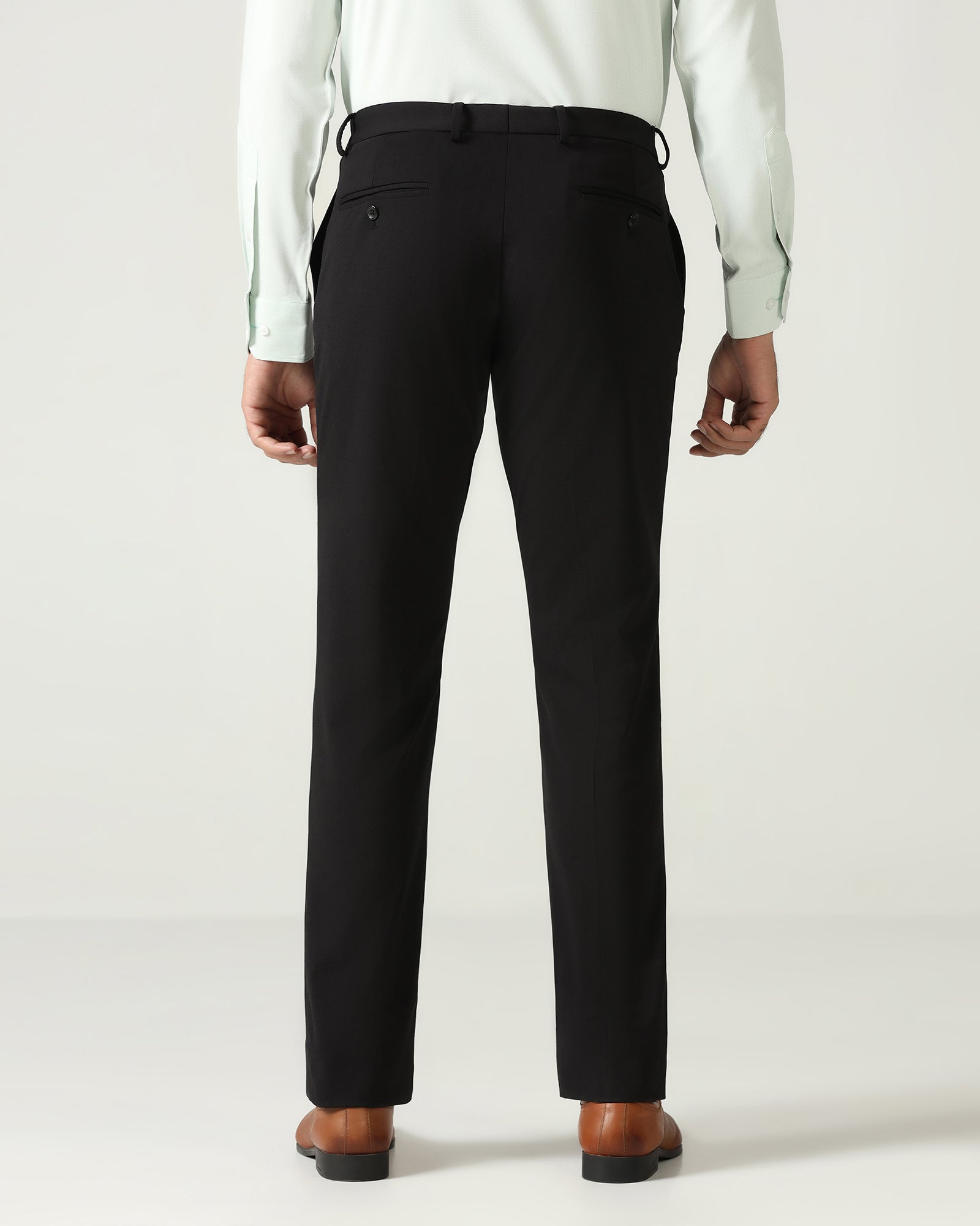 Black Solid Trouser - Oak