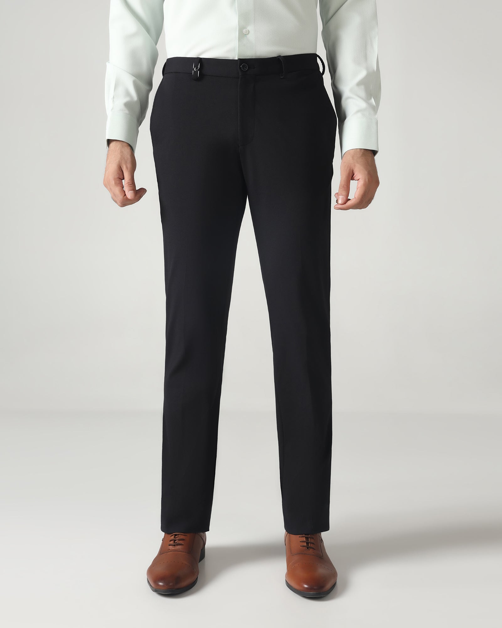 Black Solid Trouser - Oak