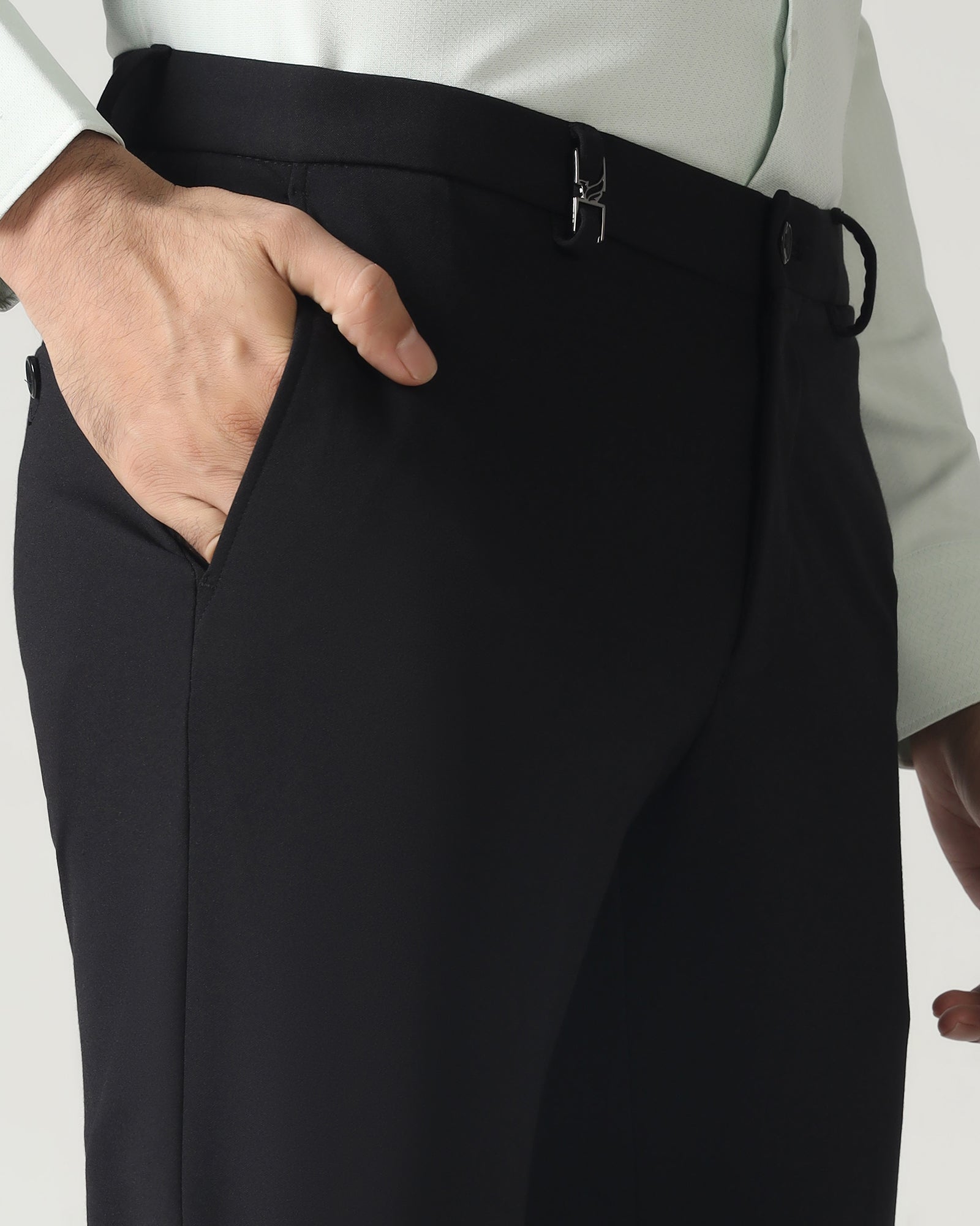 Black Solid Trouser - Oak