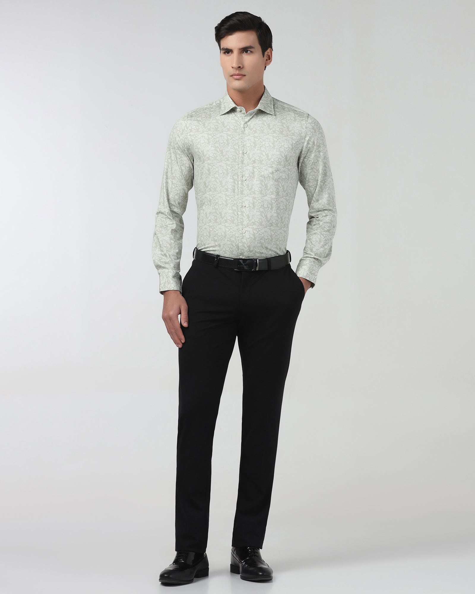 Black Solid Trouser - Oak