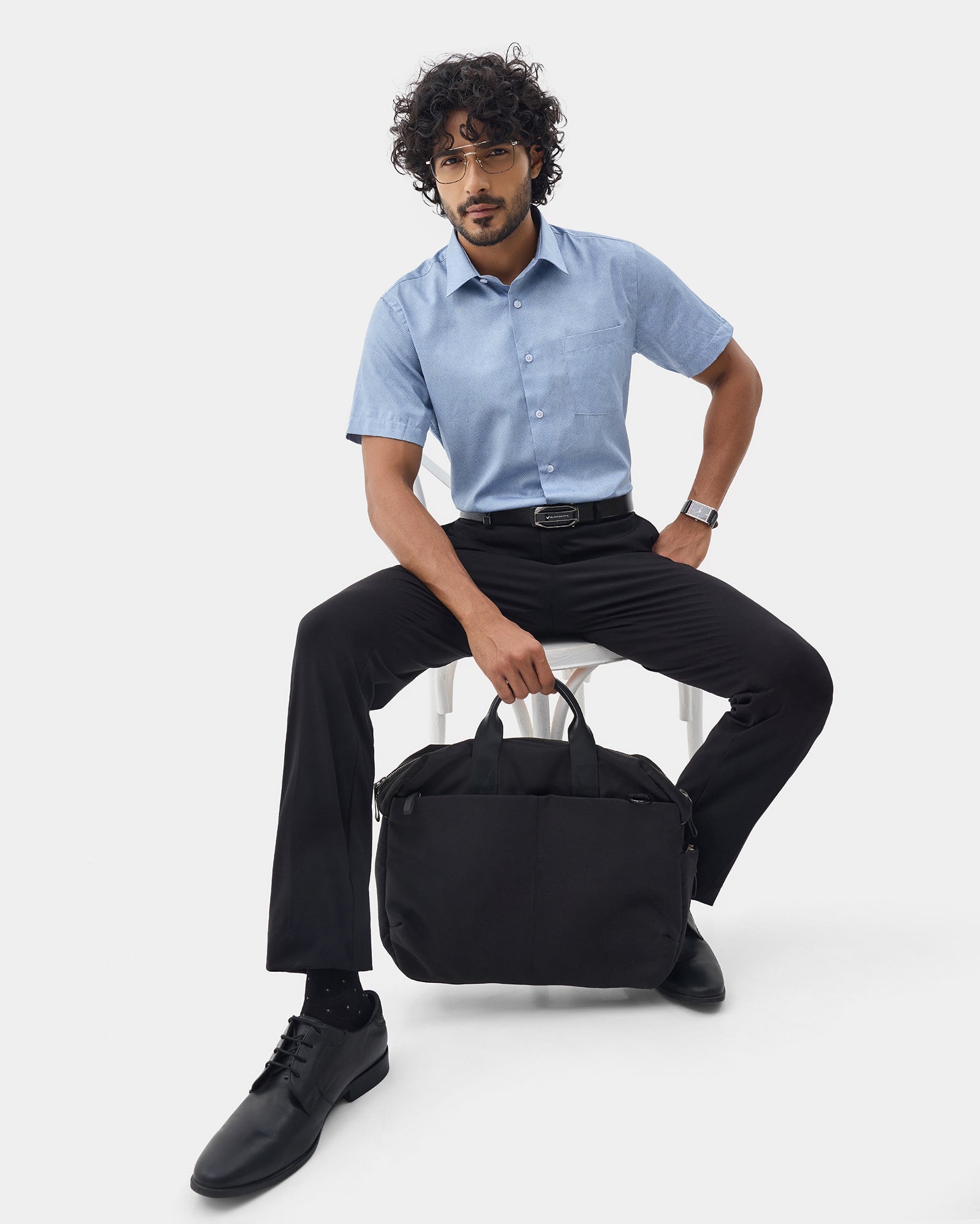 Black Solid Trouser - Oak