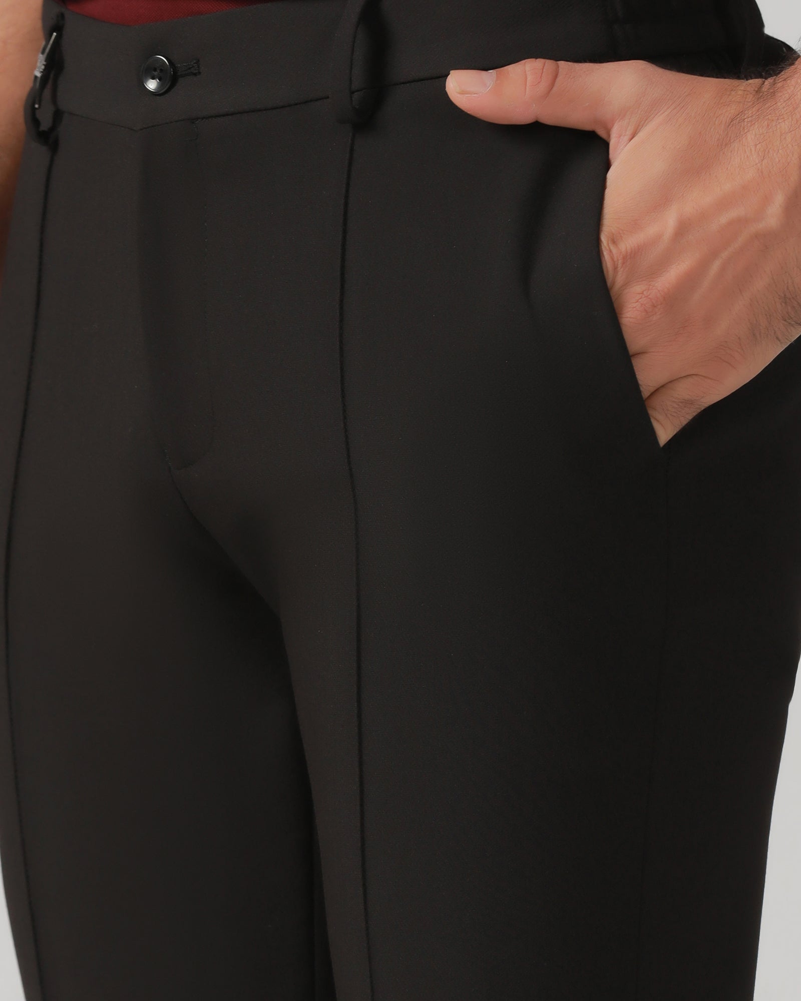 Black Solid Trouser - Toniq