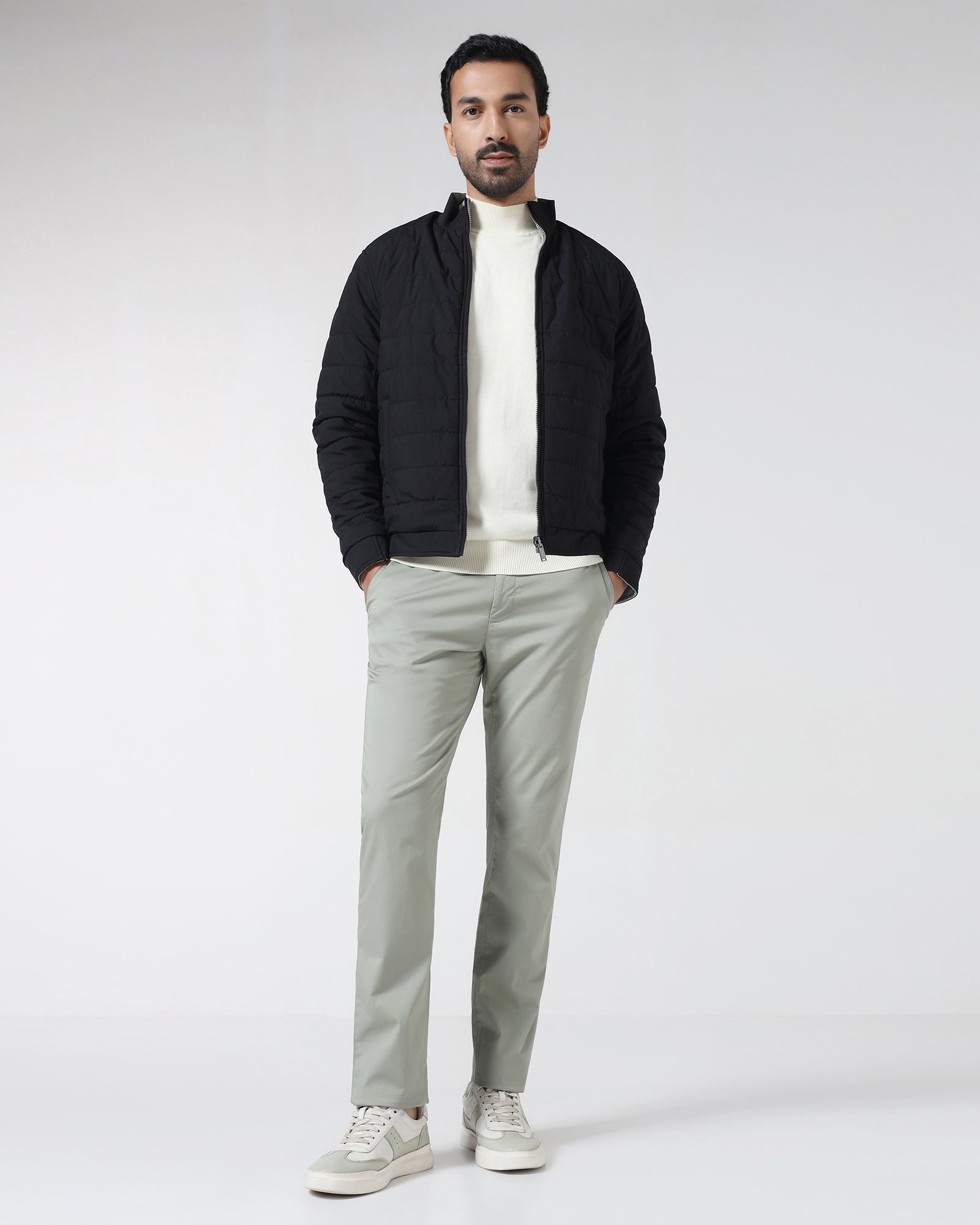 Black Reversible Solid Zipper Jacket - Fietro