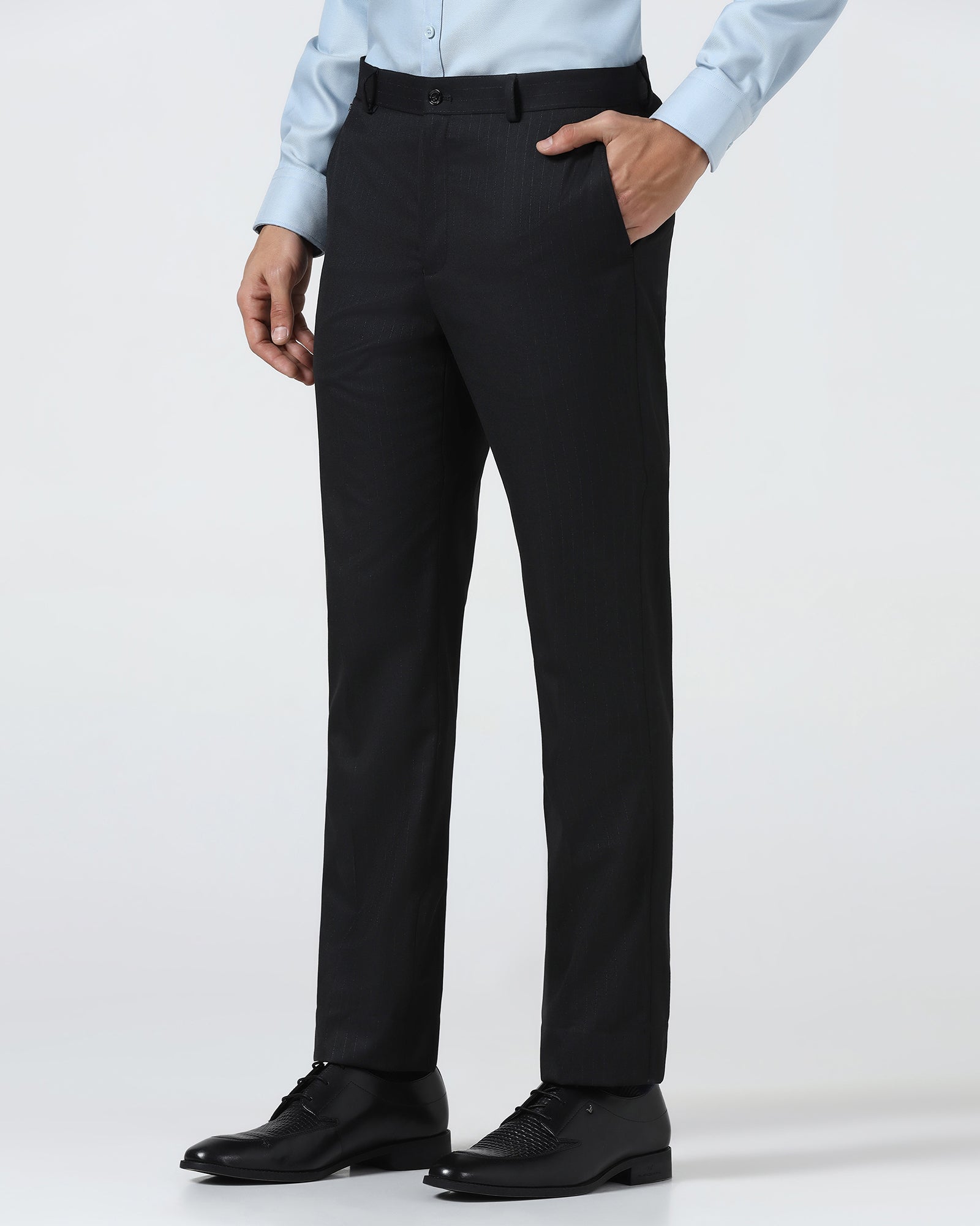 Black Stripe Trouser - Black-271