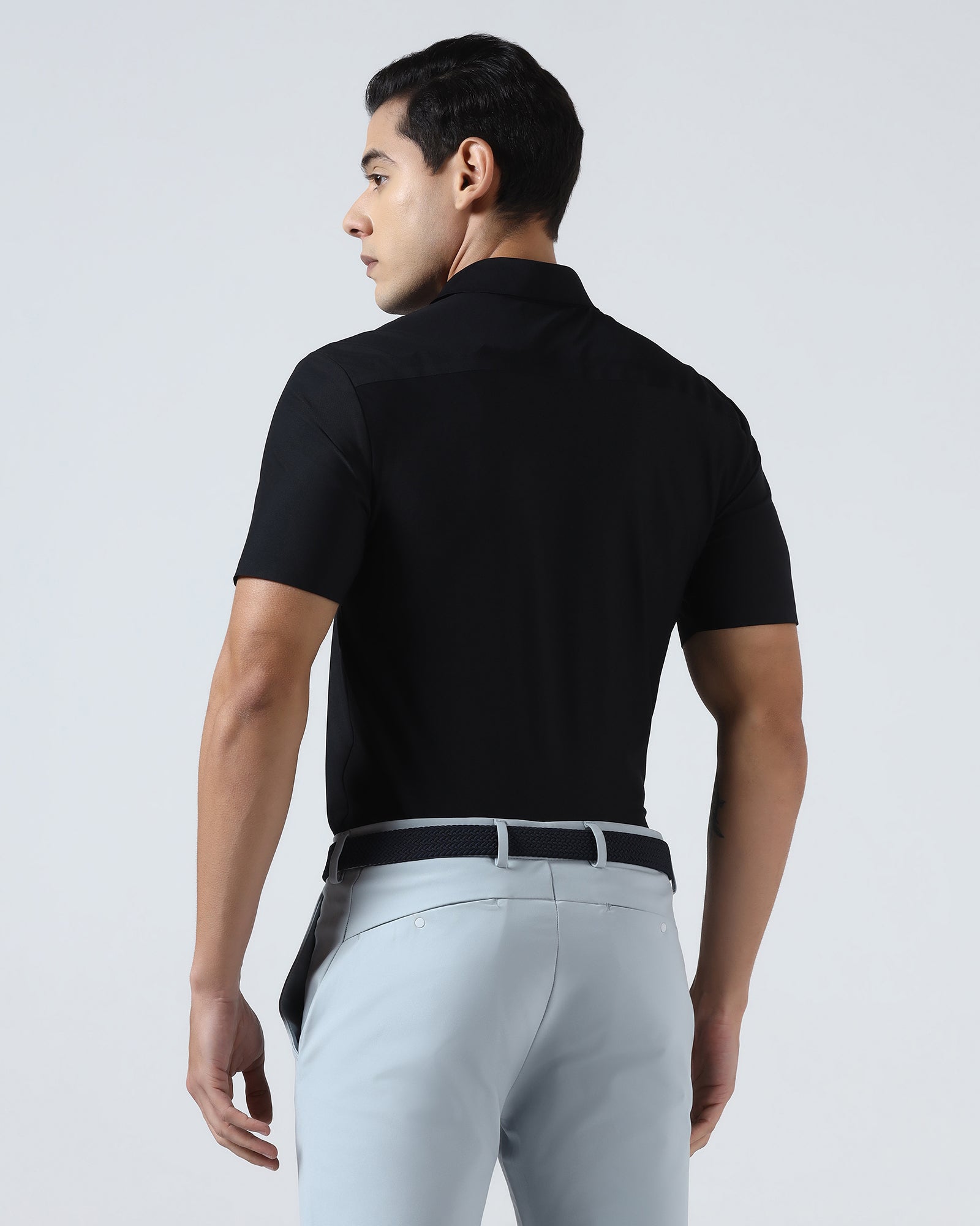 Black Half Sleeve TechPro Solid Shirt - Kanon