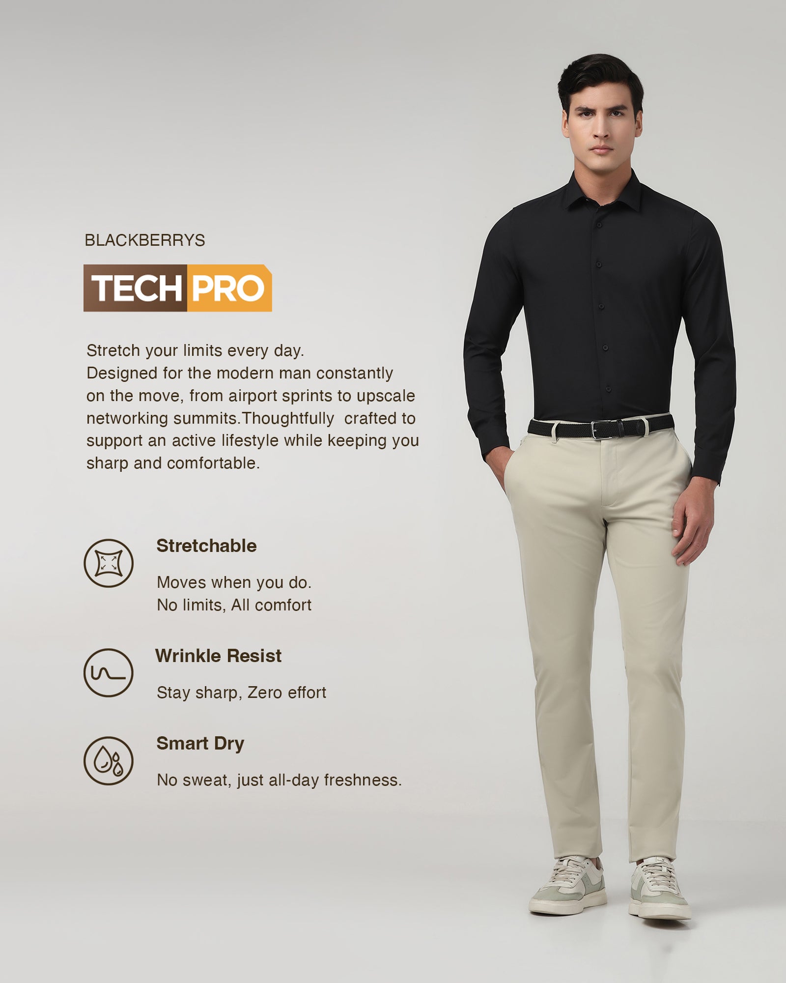 Black TechPro Solid Shirt - Shephard