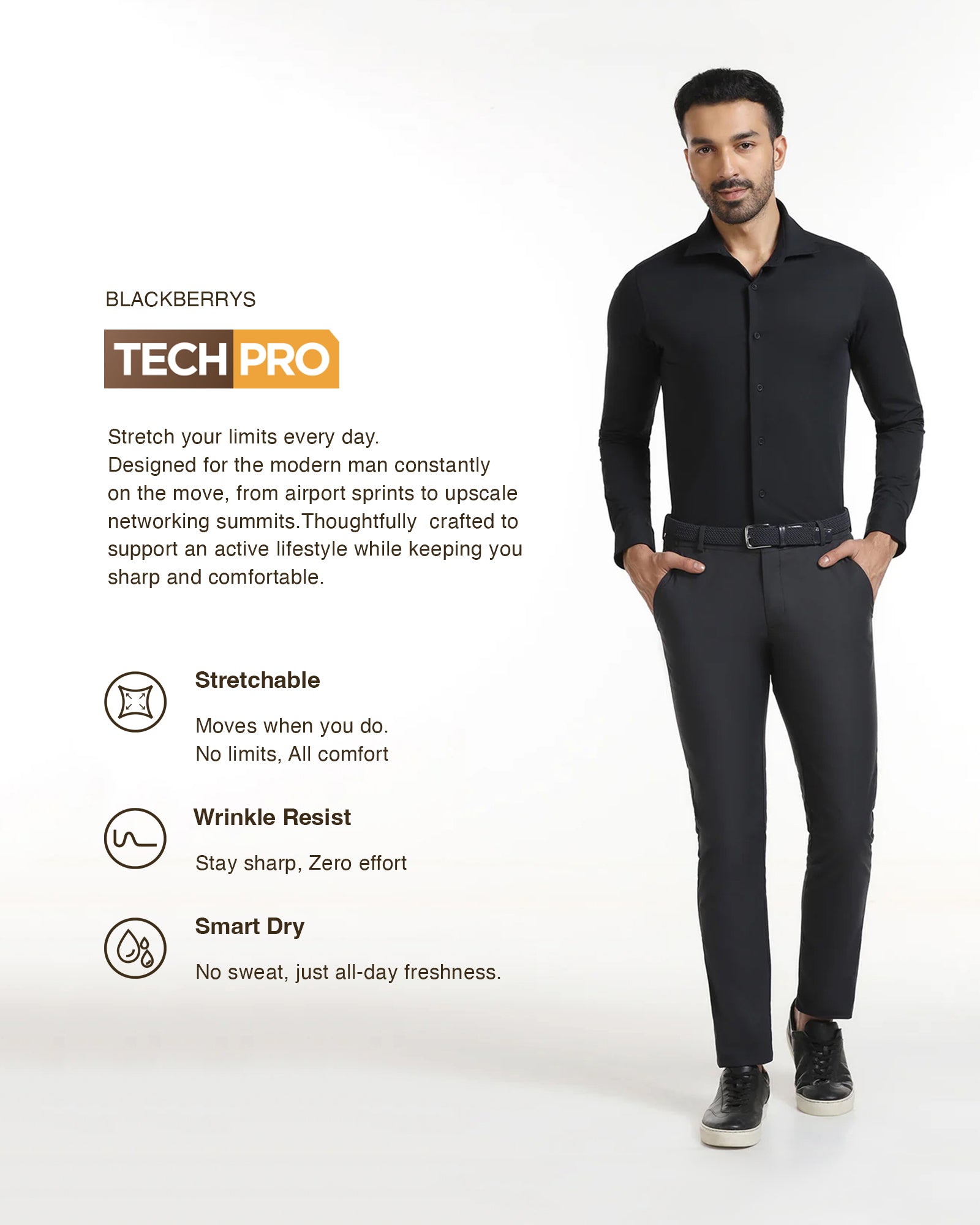Black TechPro Textured Shirt - Genepy