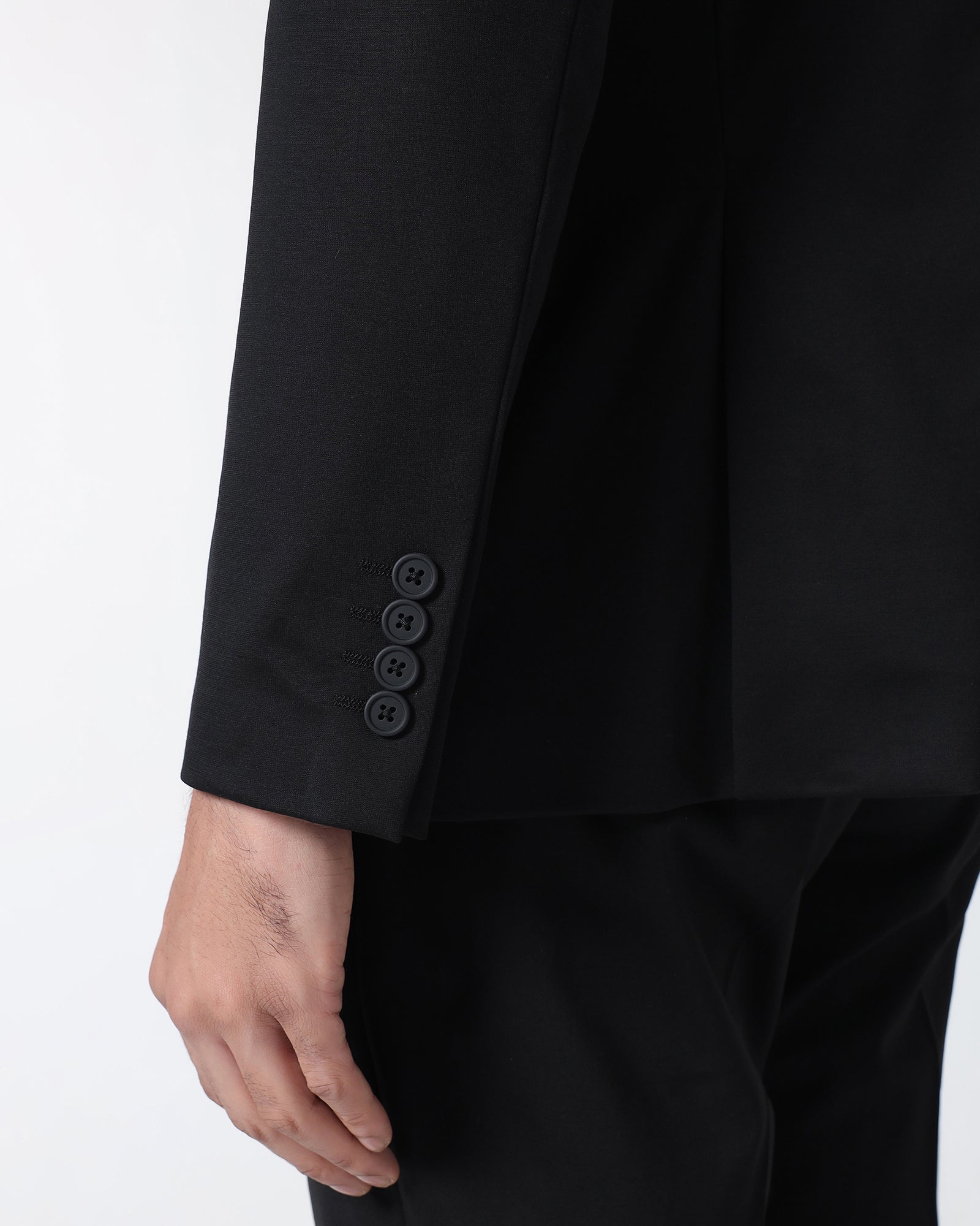 Black Techpro Two Piece Solid Suit - Delore