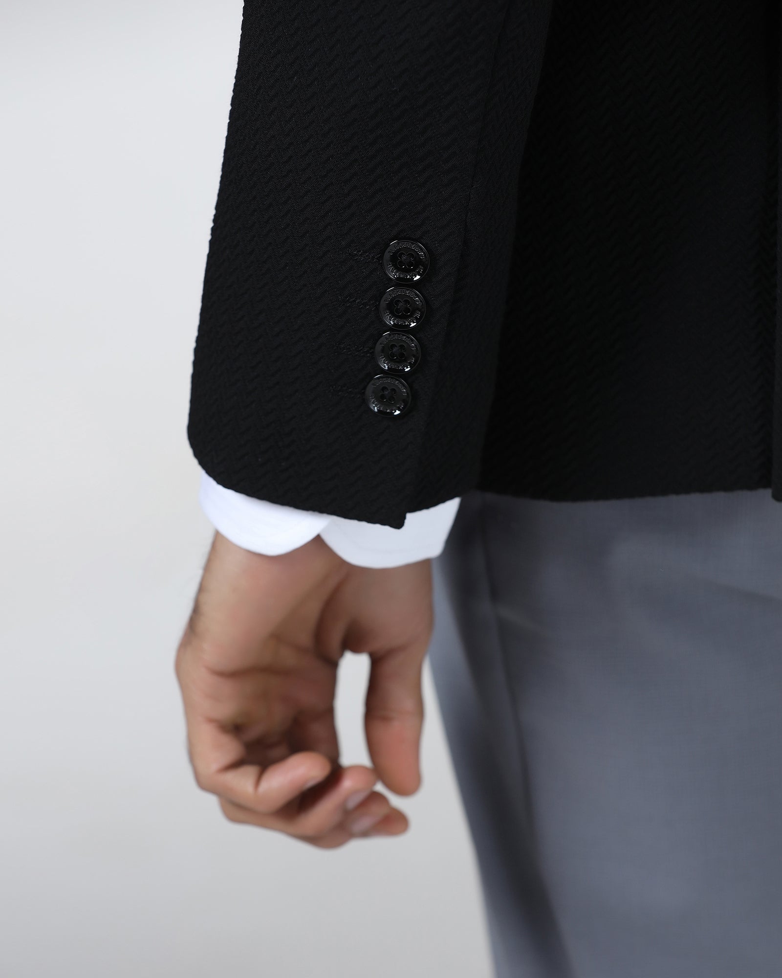 Black Textured Bandhgala - Theo