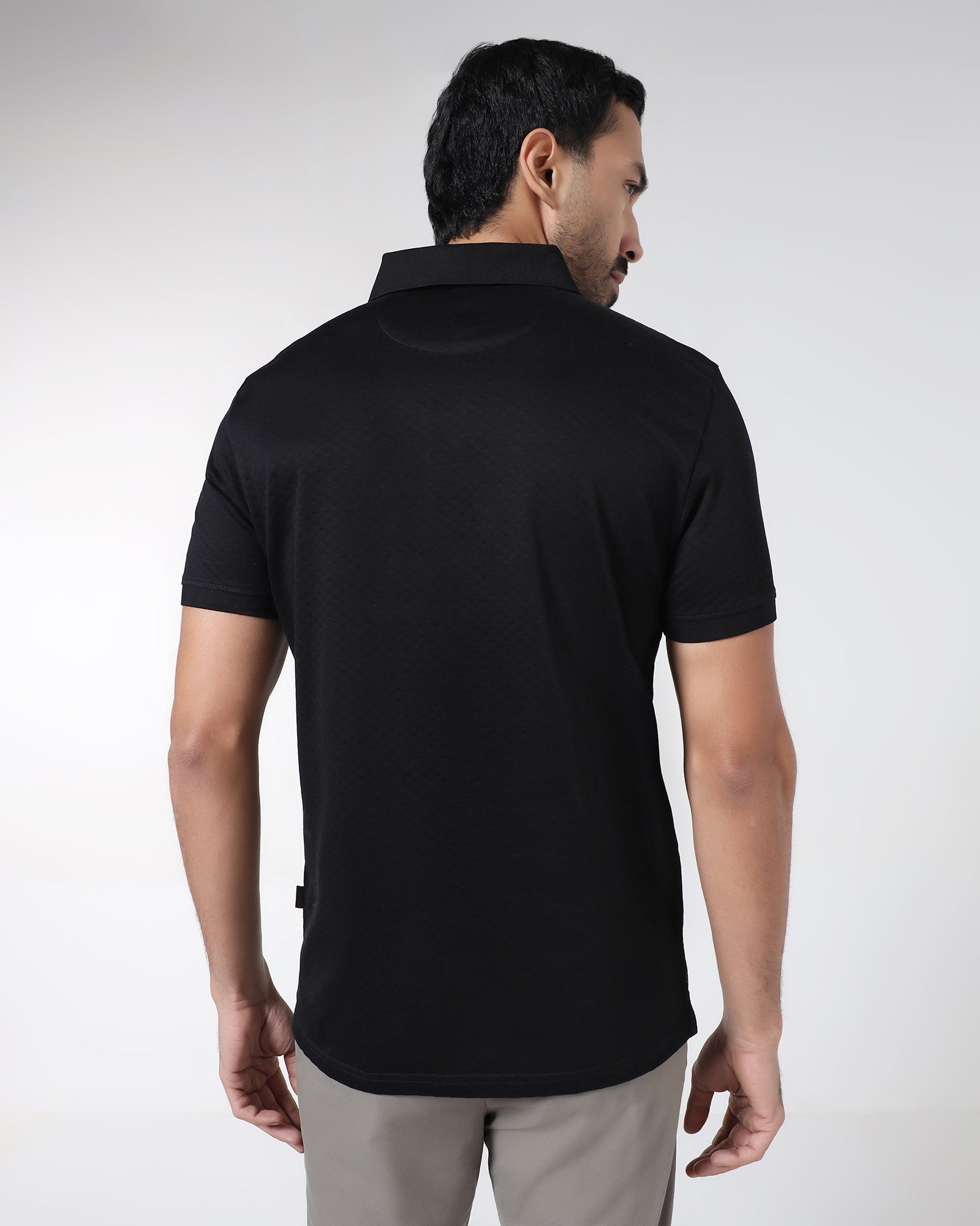 Black Textured Polo - Gama