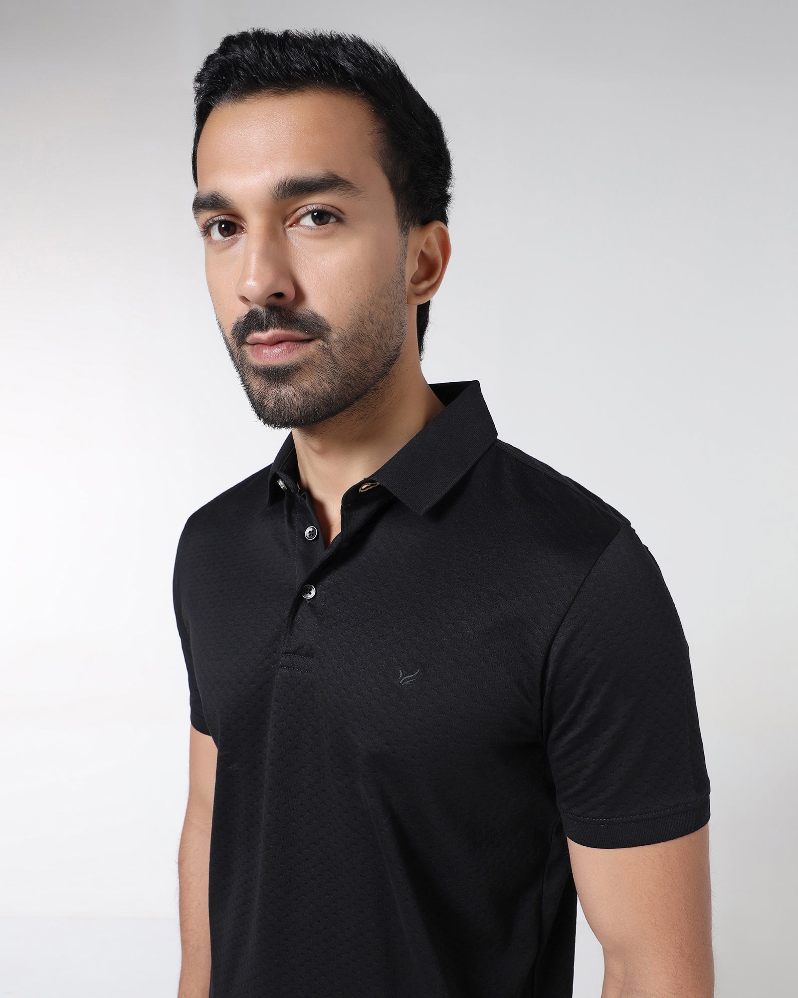 Black Textured Polo - Gama