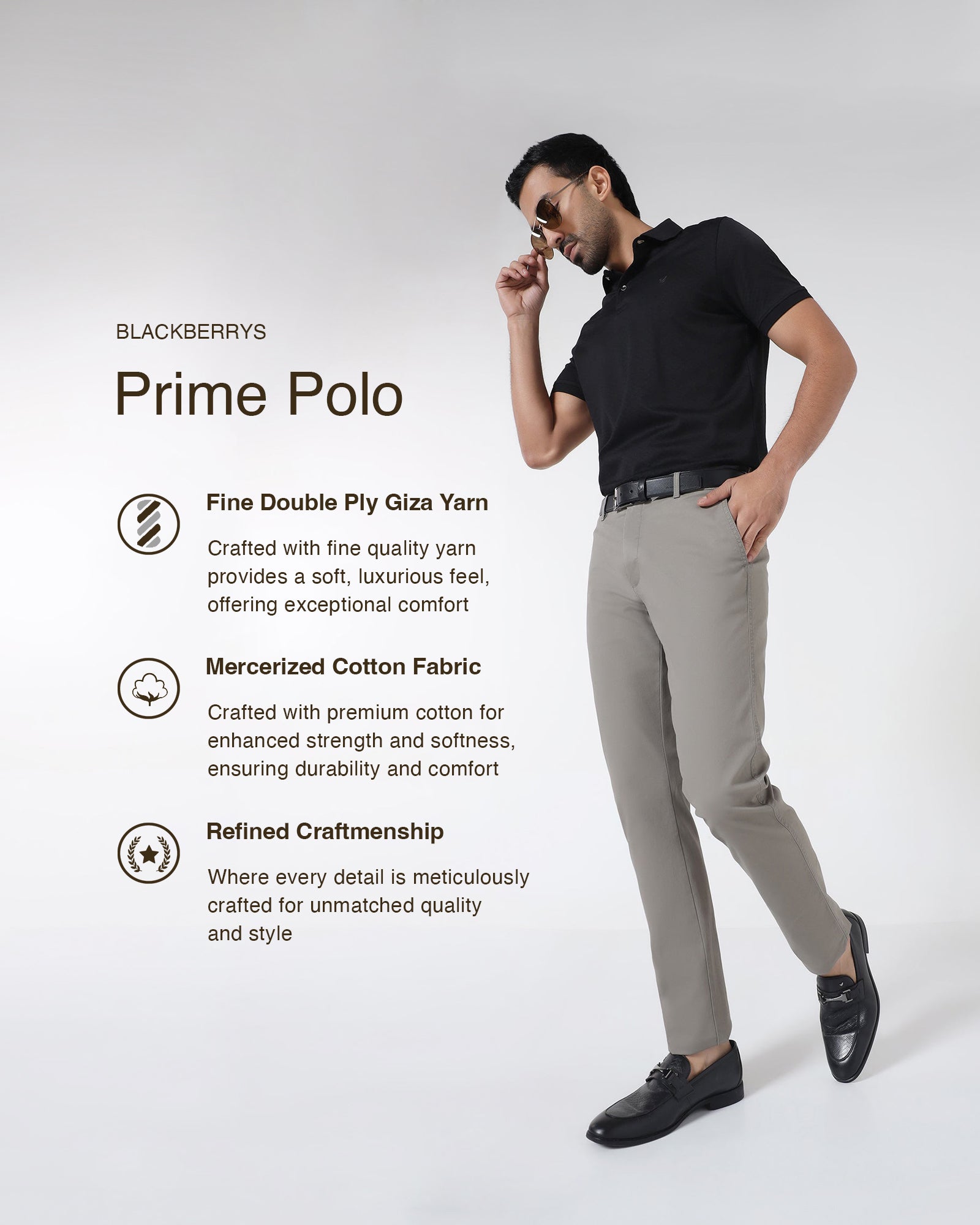 Black Textured Polo - Gama