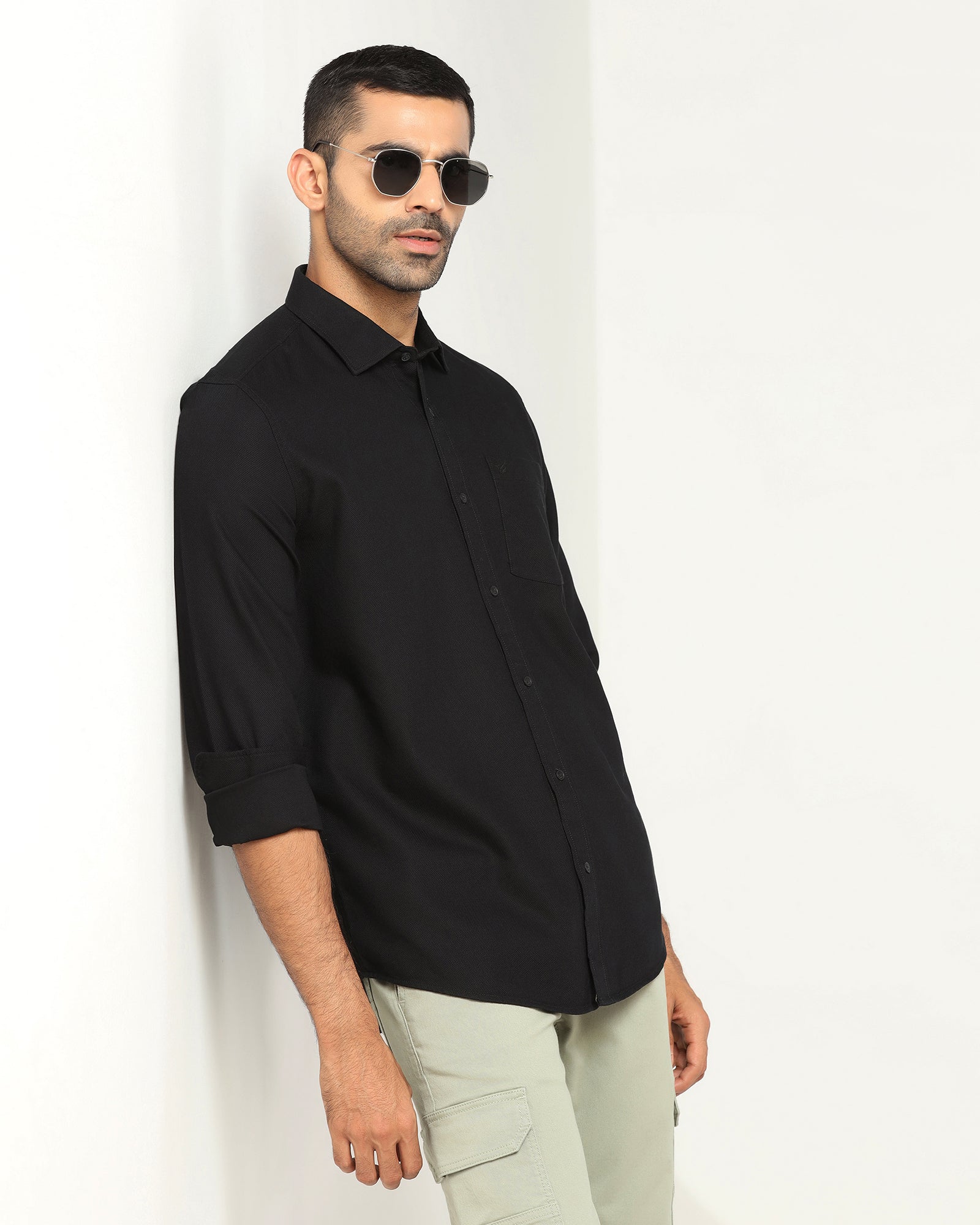 Black Textured Shirt - Caty