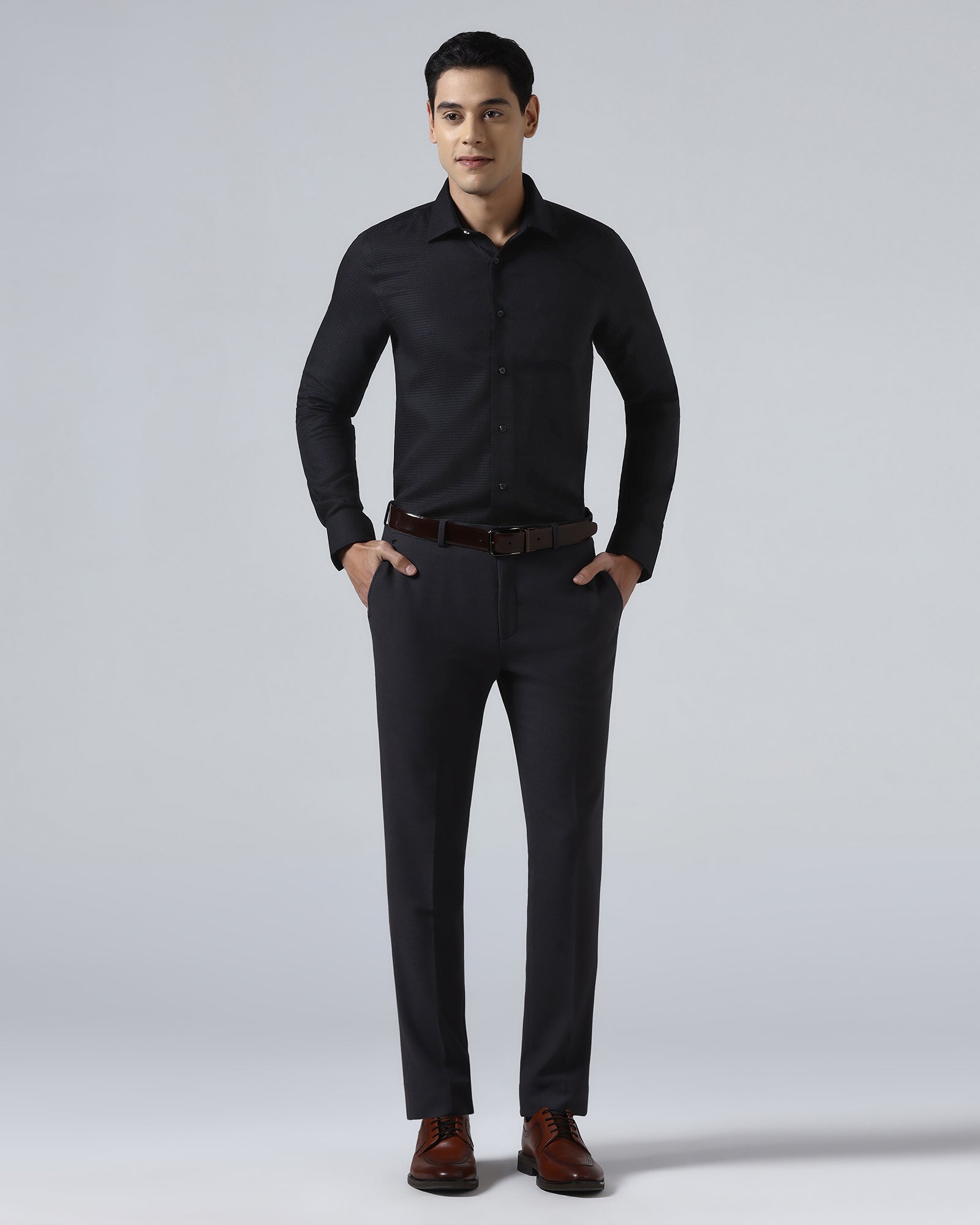 Black Textured Shirt - Skater
