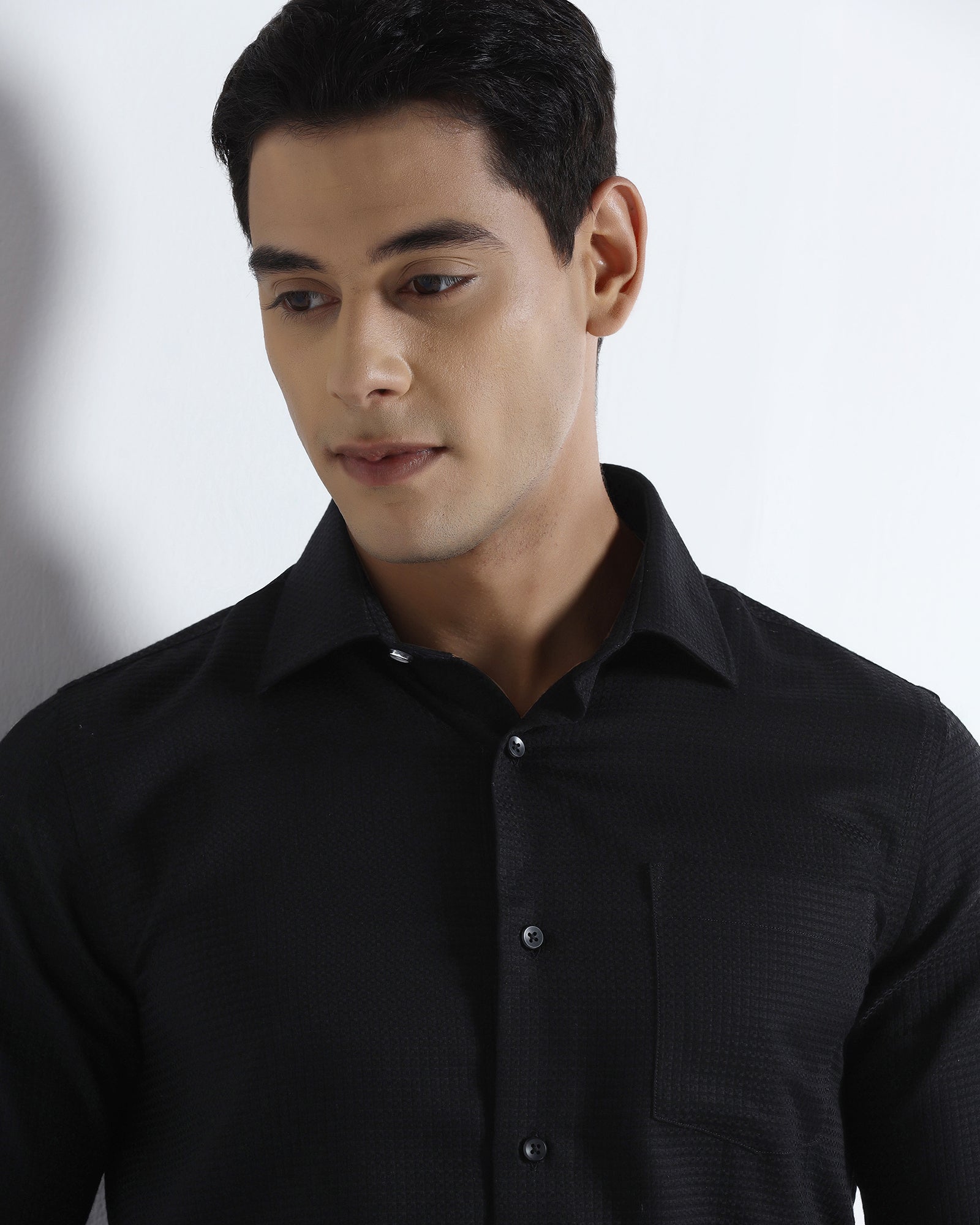 Black Textured Shirt - Skater