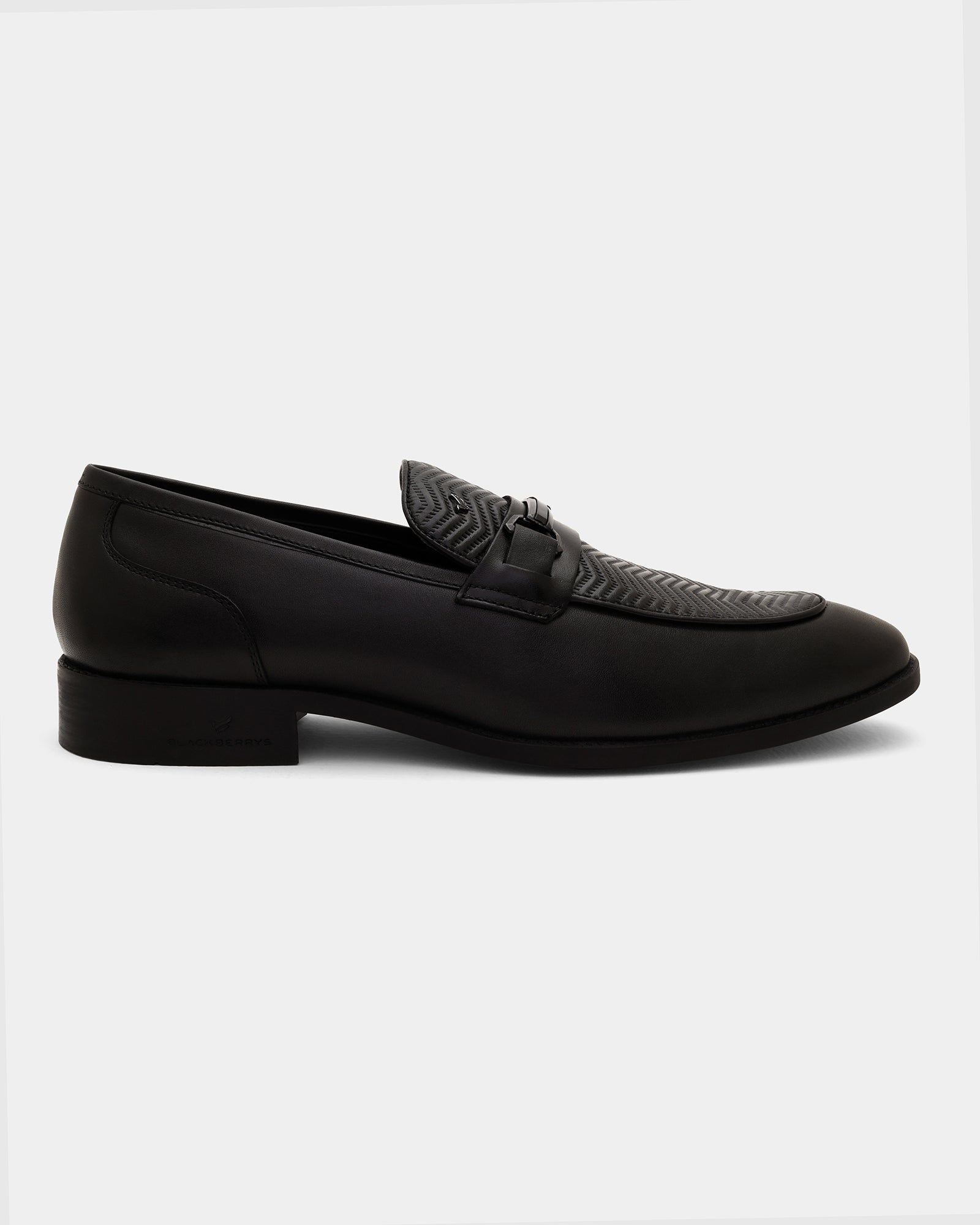Black Textured Slip On Shoes - Apron