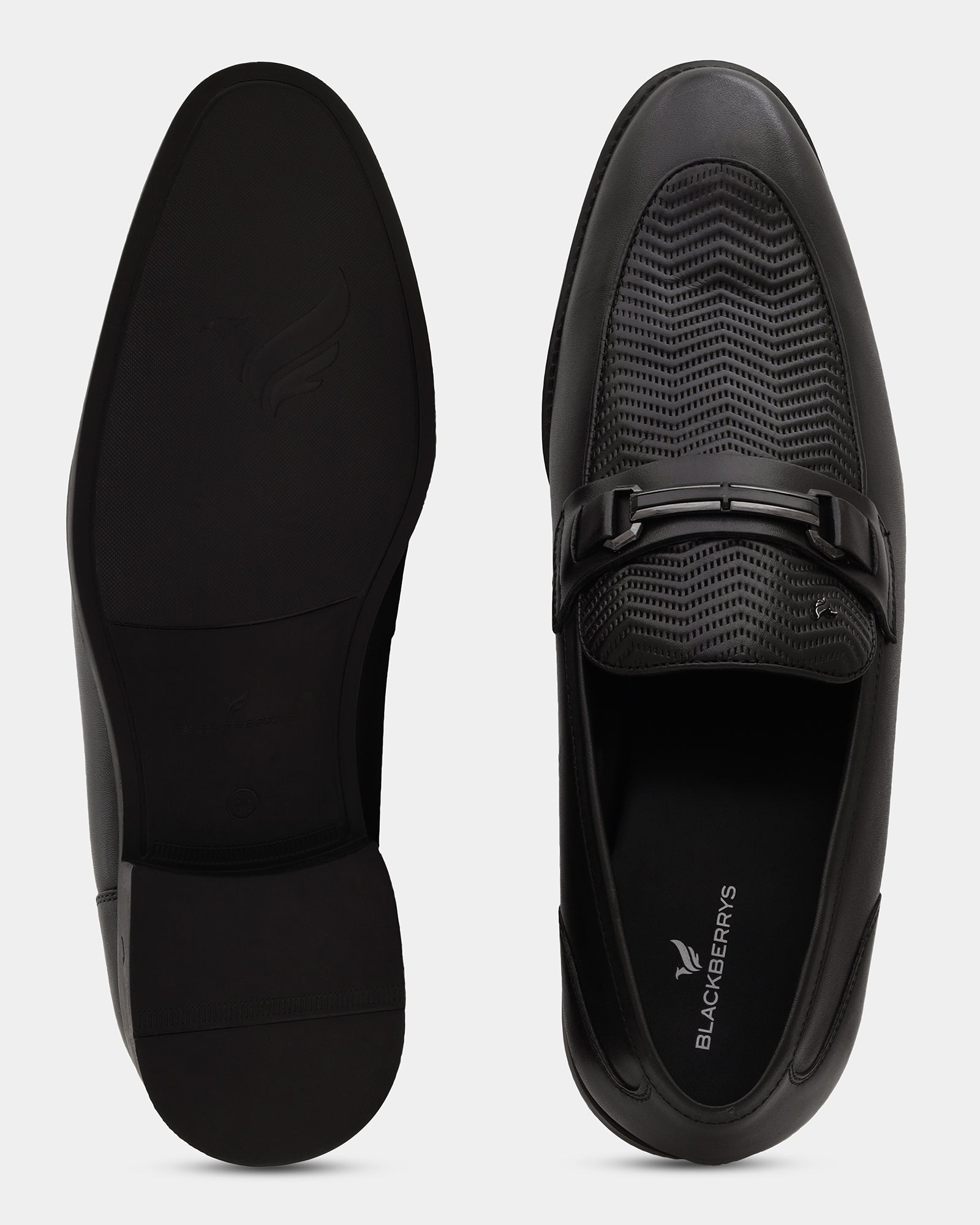 Black Textured Slip On Shoes - Apron