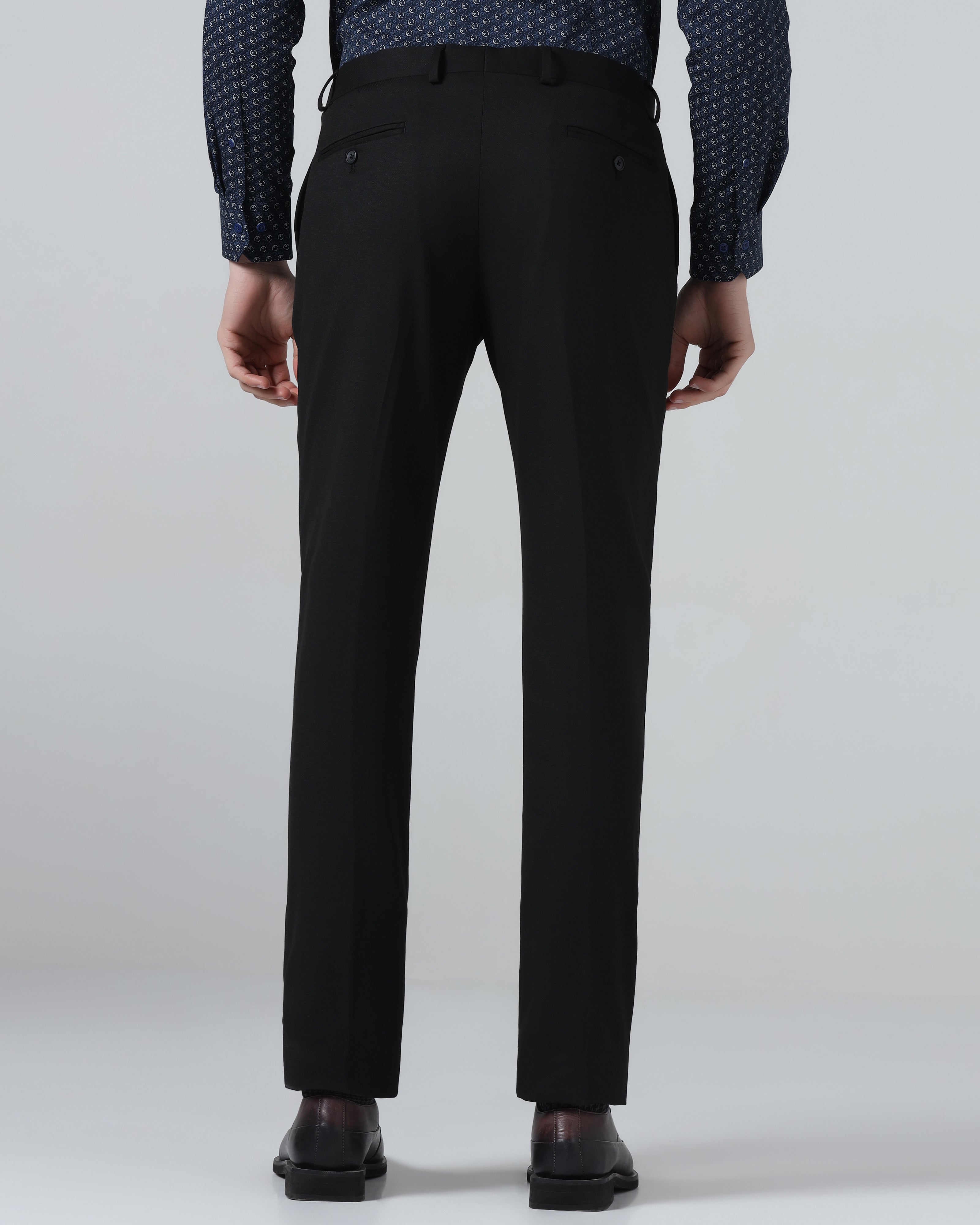 Black Textured Trouser