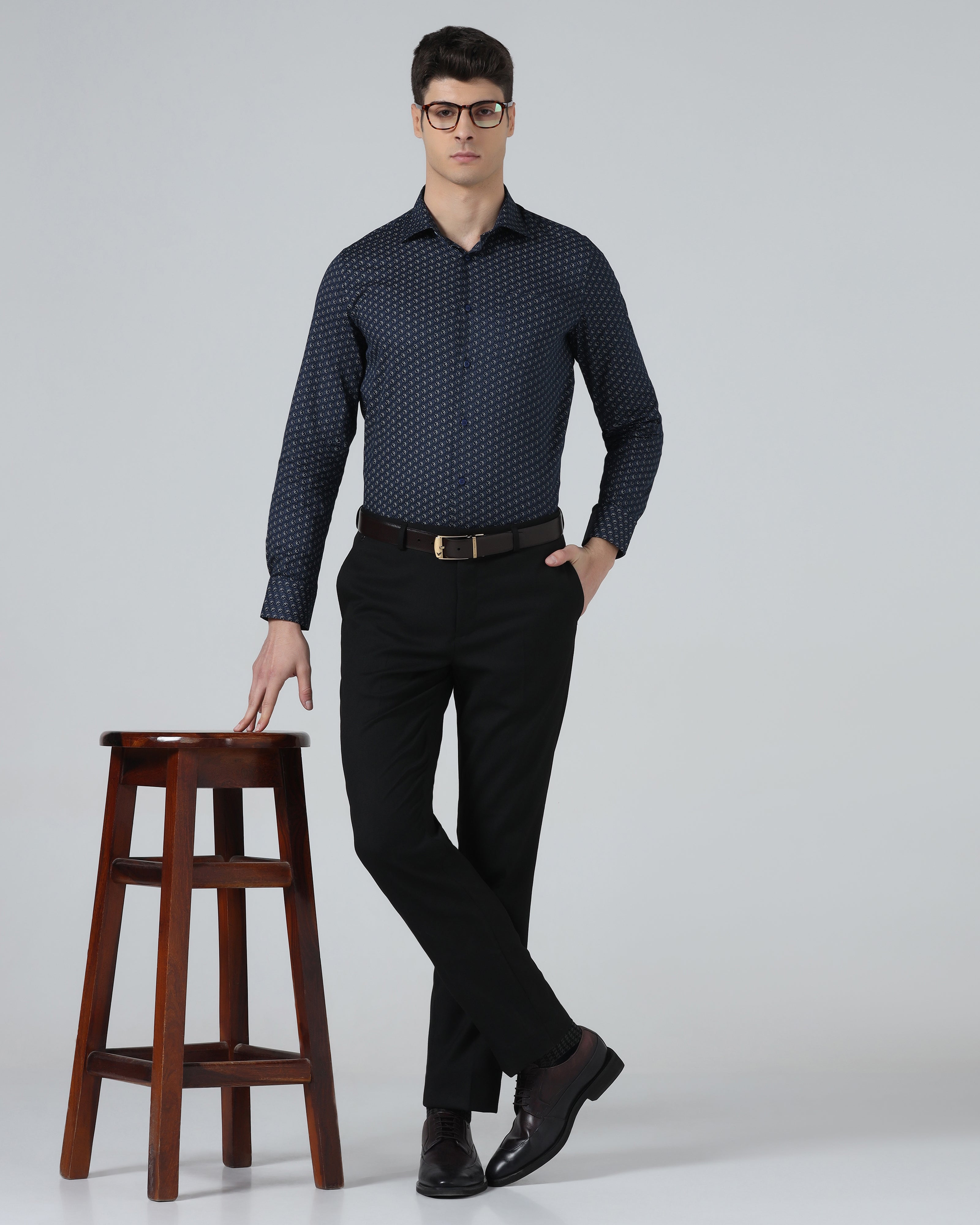 Black Textured Trouser